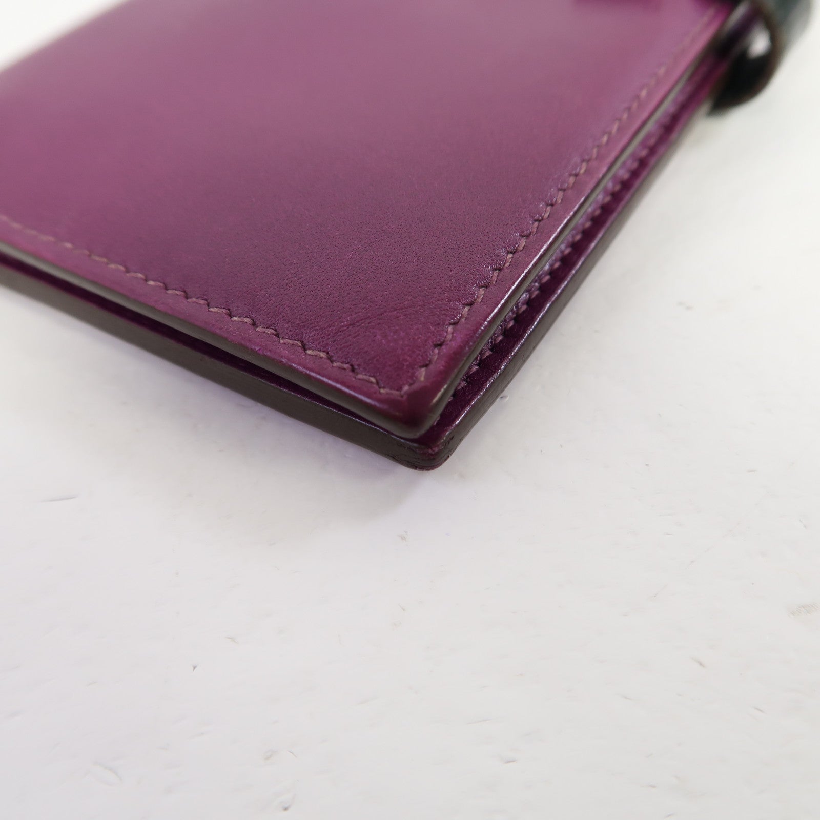 HERMES 【激減優惠】Tadelakt皮革/蜥蝪皮革Bearn銀扣長錢包汽油藍色/紫色