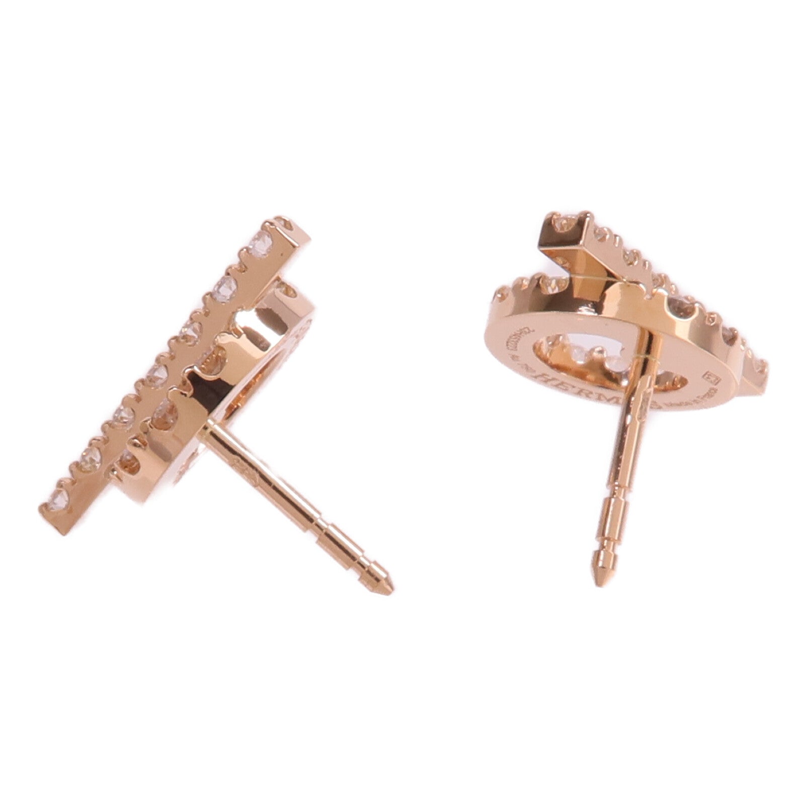 HERMES 18K玫瑰金Finesse Earrings鑽石耳環