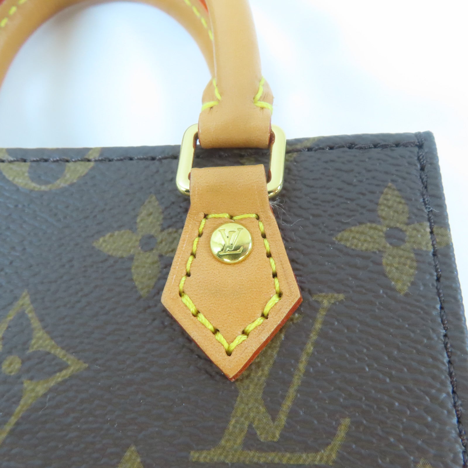 LOUIS VUITTON Monogram Petite Sac Plat金扣手挽肩背兩用袋啡色