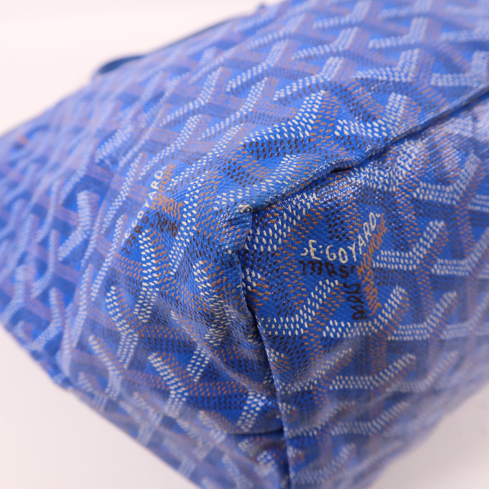 GOYARD 塗層帆布Saint Louis PM銀扣肩背袋藍色