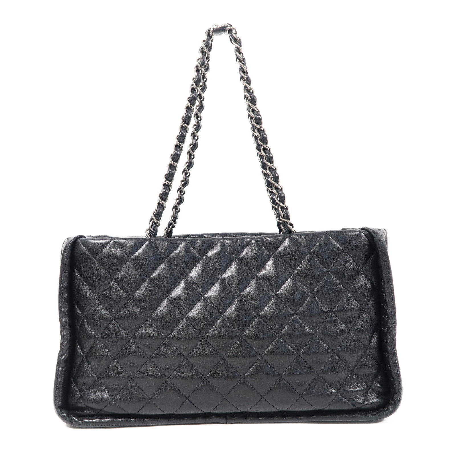 CHANEL 【激減優惠】菱格牛皮皮革Shoulder Bag銀扣鏈帶肩背袋黑色