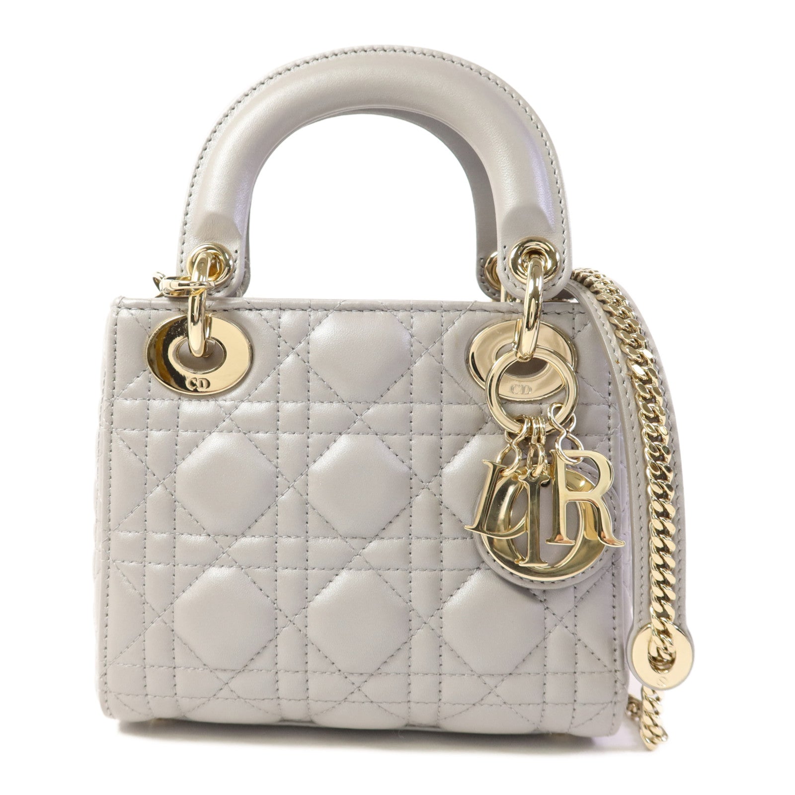 Dior 羊皮皮革Lady Dior Mini金扣手挽肩背兩用袋