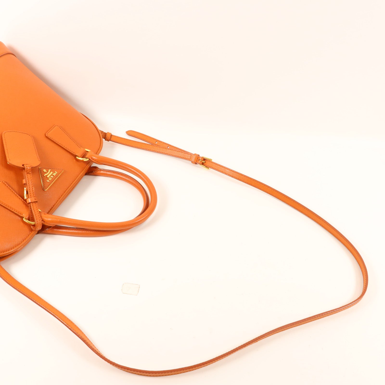 PRADA Saffiano皮革Medium Lux Open Promenade Satchel金扣手挽肩背兩用袋
