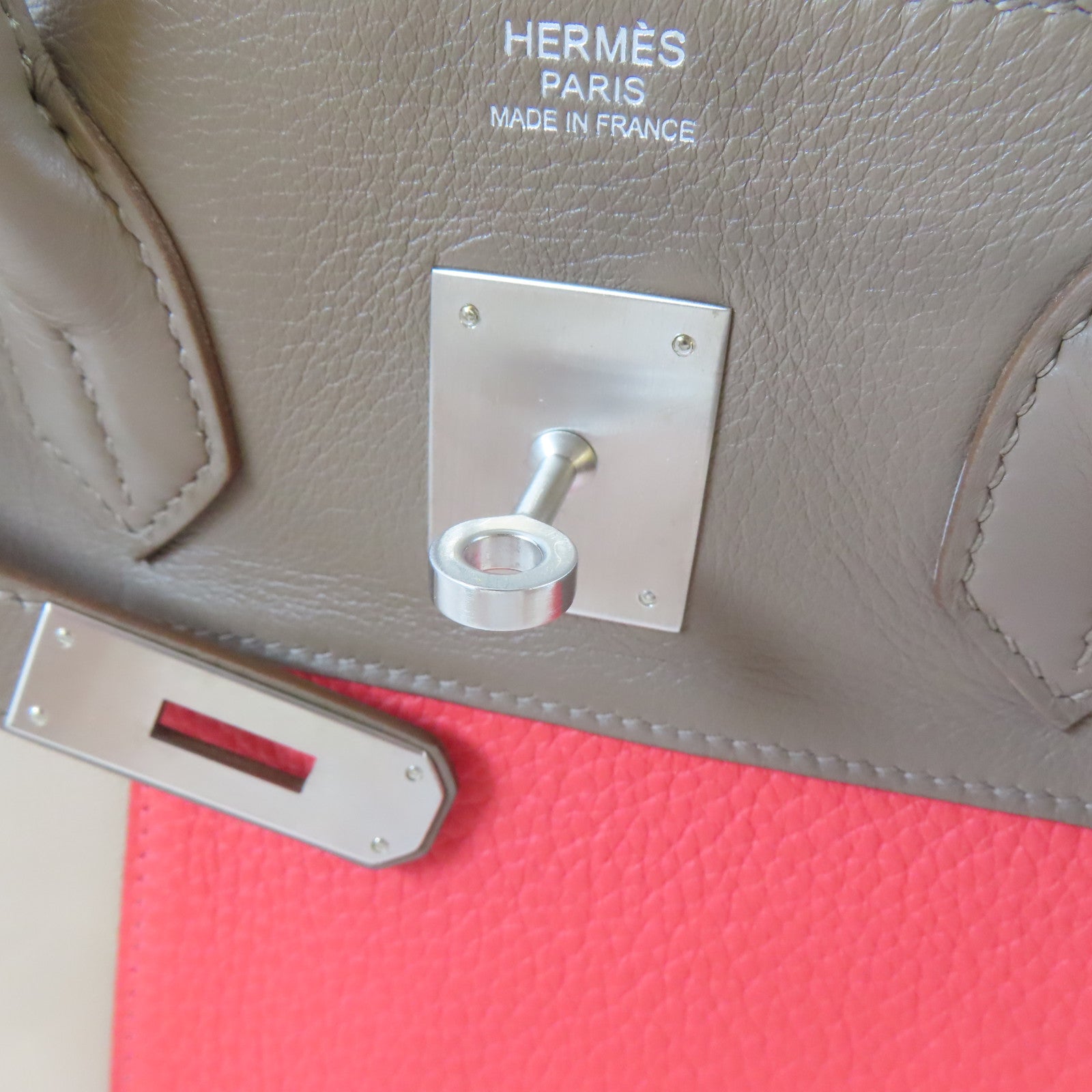 HERMES 【激減優惠】Swift皮革Birkin 30銀扣手挽袋Rose Jaipur/蜜桃紅色/Etoupe/大象灰色
