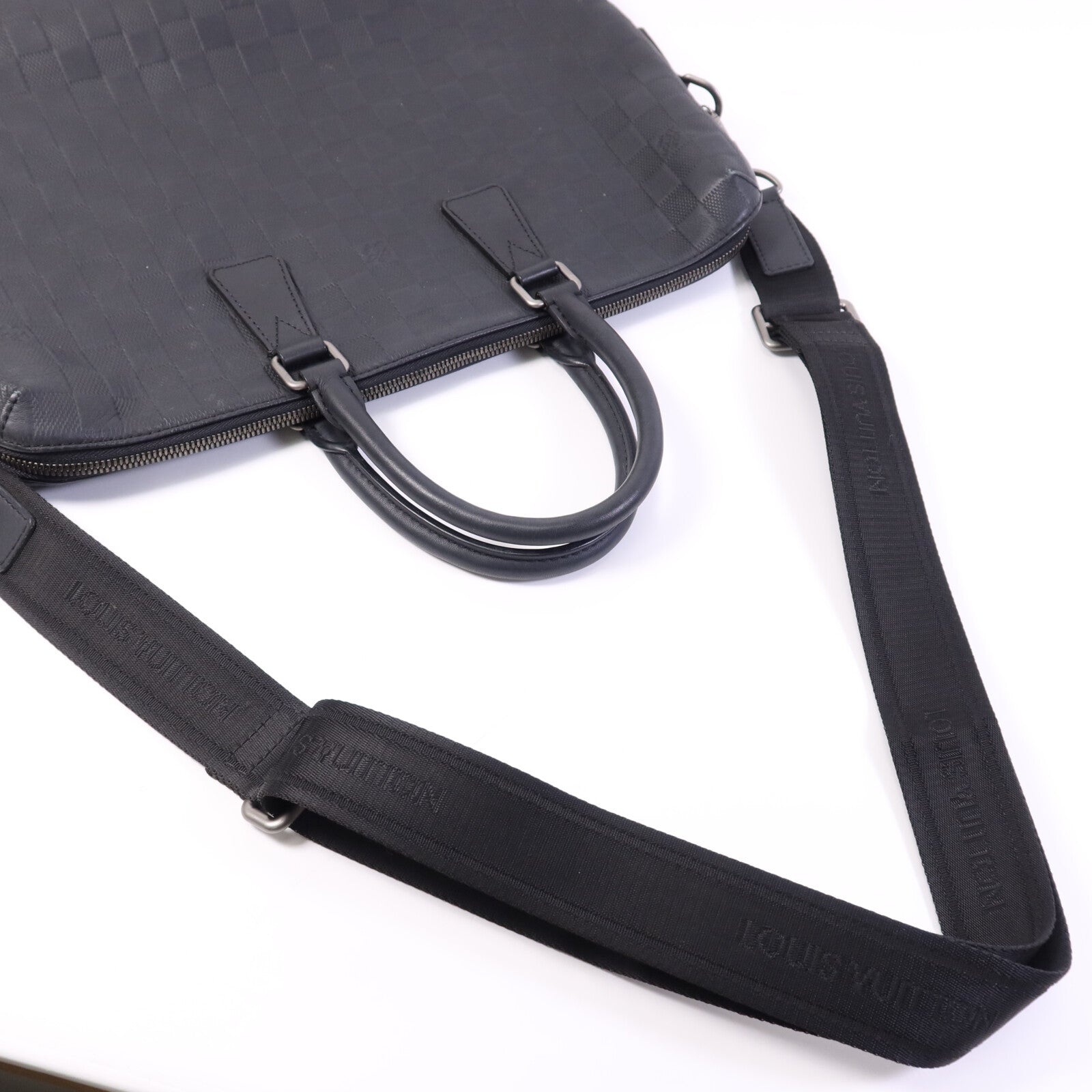 LOUIS VUITTON Damier Infini Porte Document Jour銀扣手挽肩背兩用袋