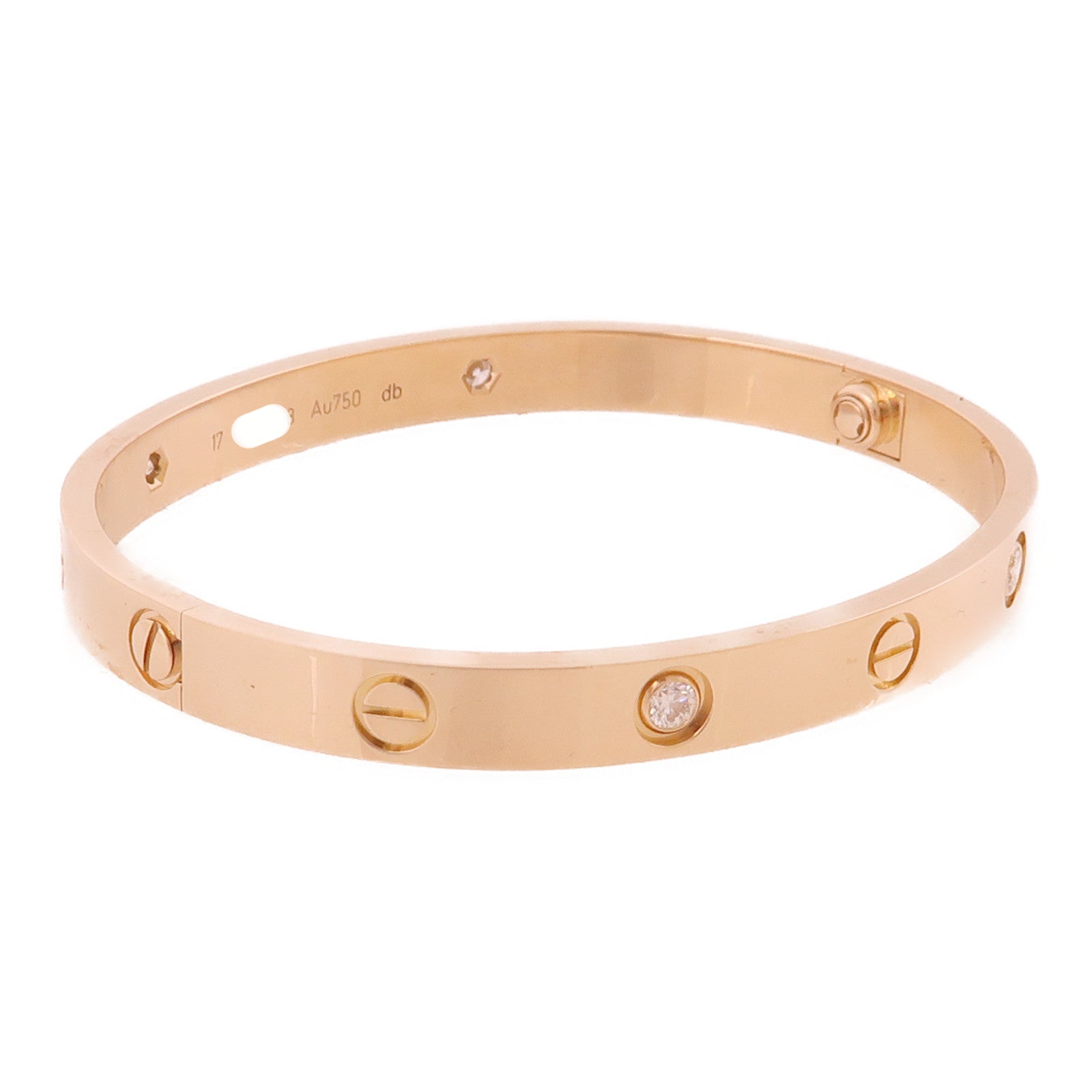 CARTIER 18K玫瑰金Love Bracelet 4 Diamonds鑽石手鐲