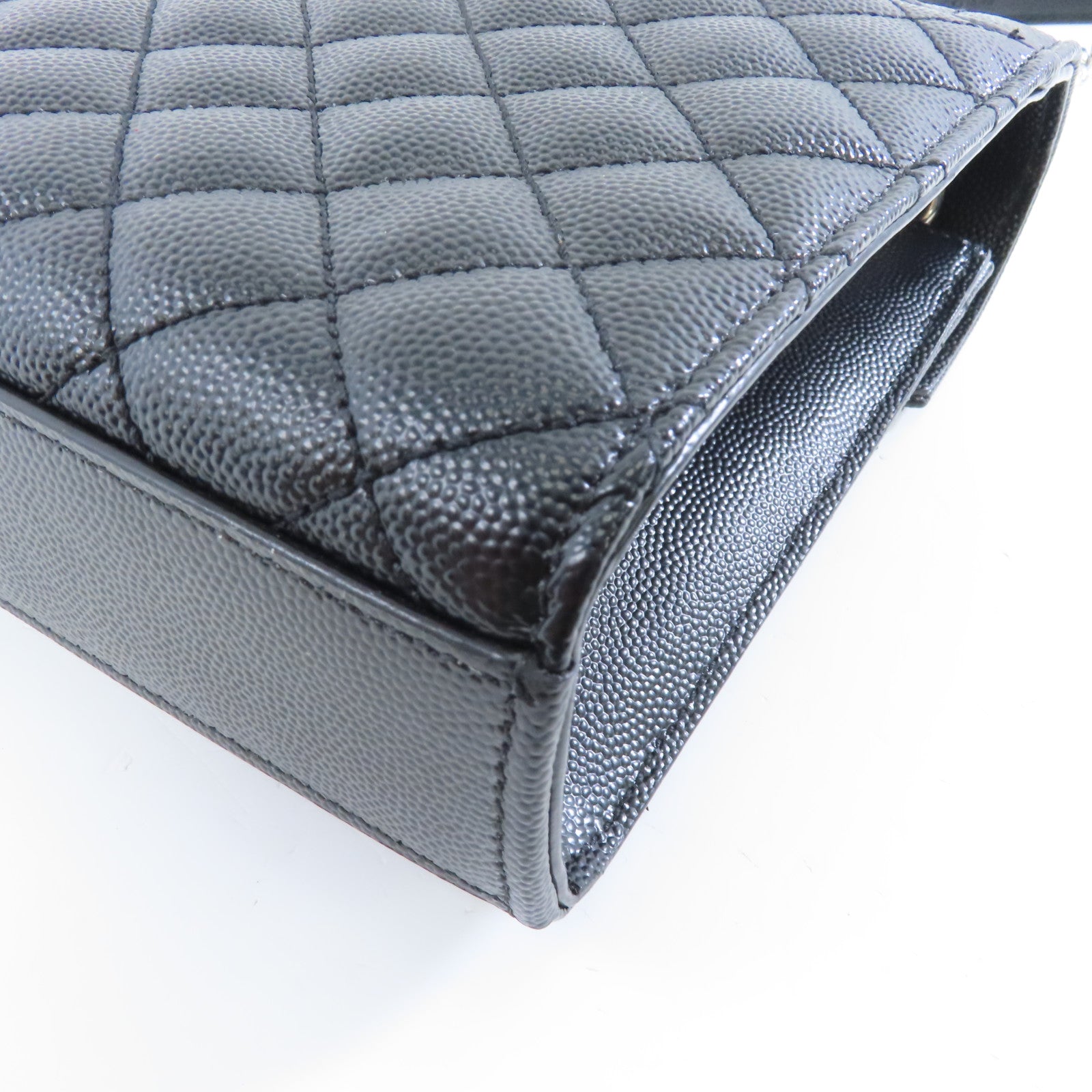 SAINT LAURENT 牛皮皮革Envelope銀扣鏈帶肩背袋黑色