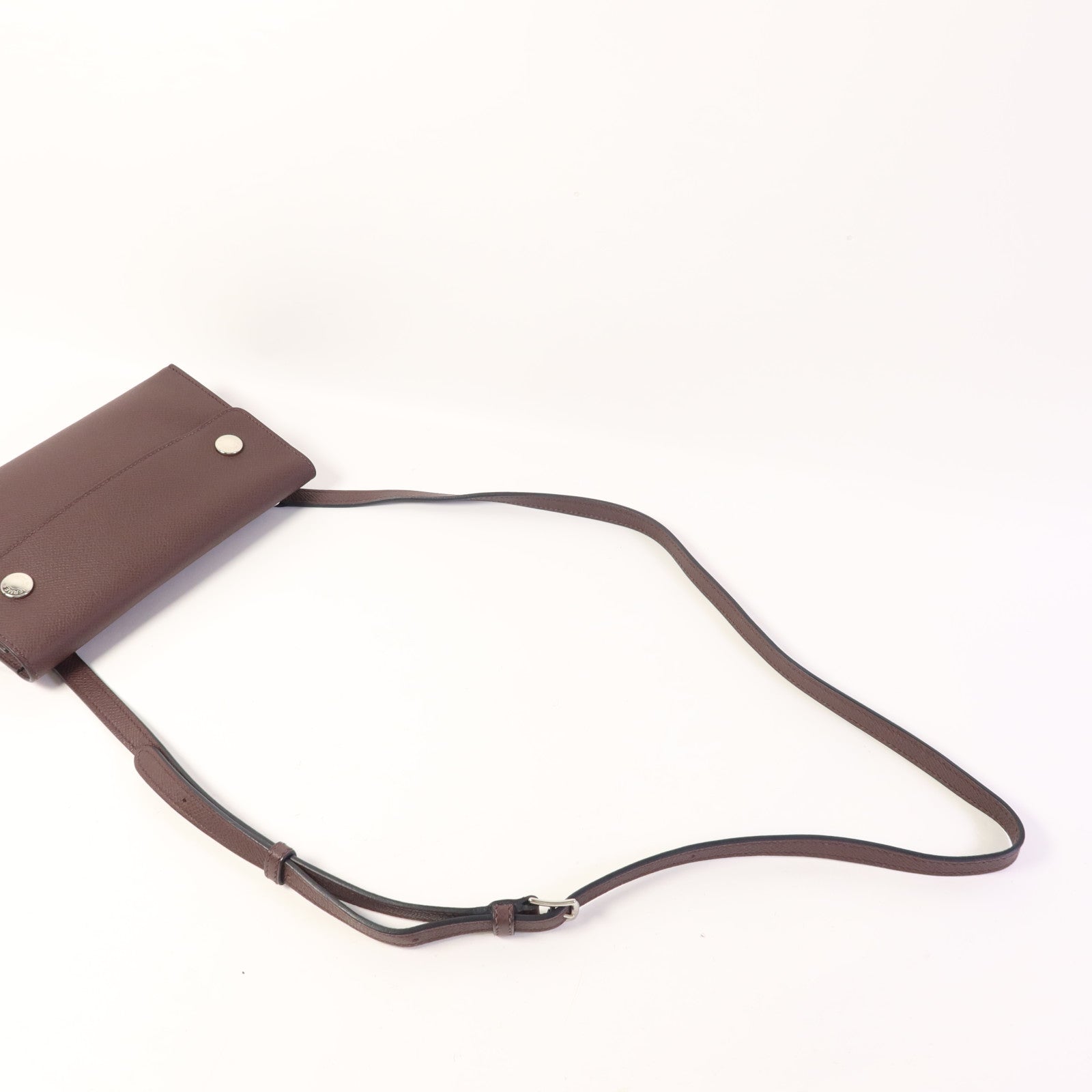 HERMES Epsom皮革Snap Wallet銀扣肩背袋Rouge Sellier