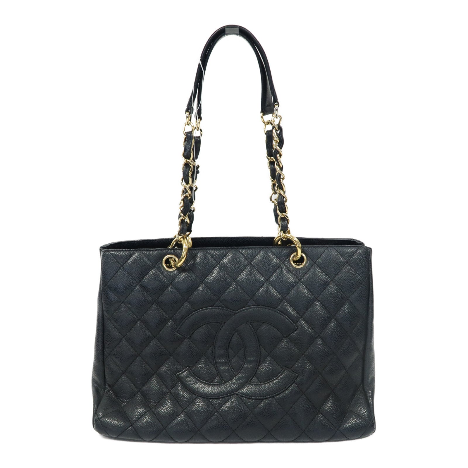 CHANEL 菱格牛皮皮革Grand Shopping Tote金扣肩背袋黑色