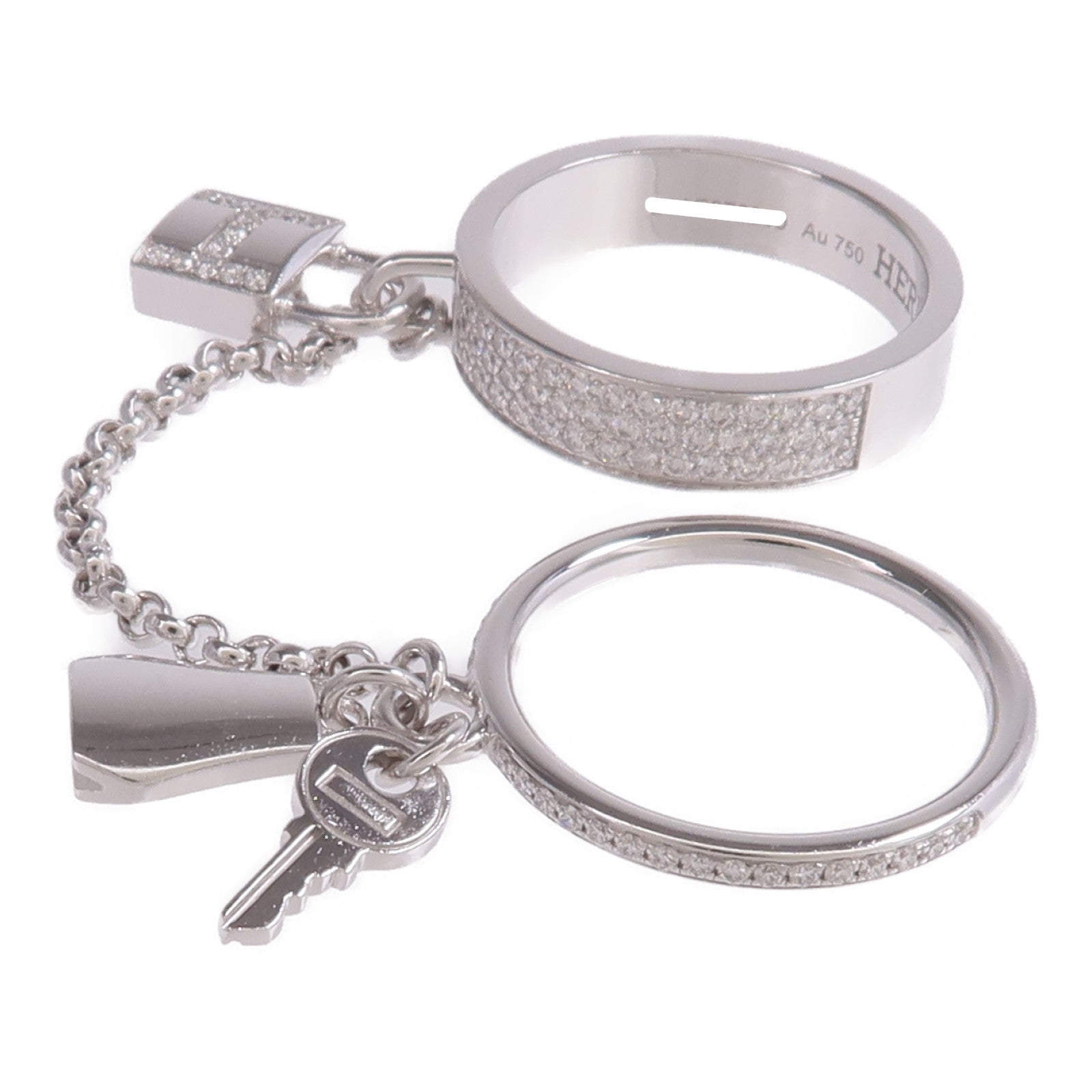 HERMES 18K白金Cadenas Double Ring鑽石戒指