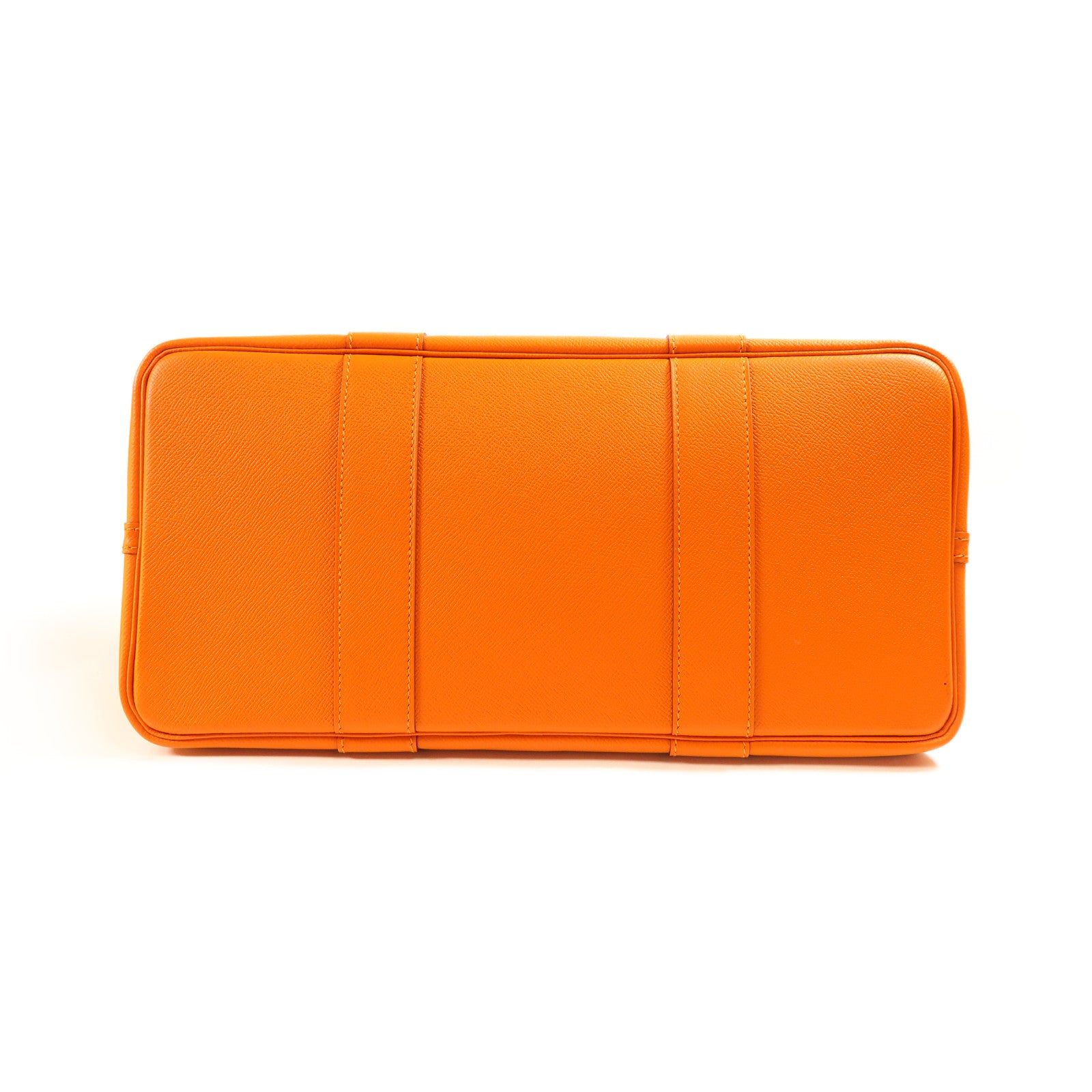 HERMES Epsom皮革Garden Party PM銀扣手挽袋Orange橙色