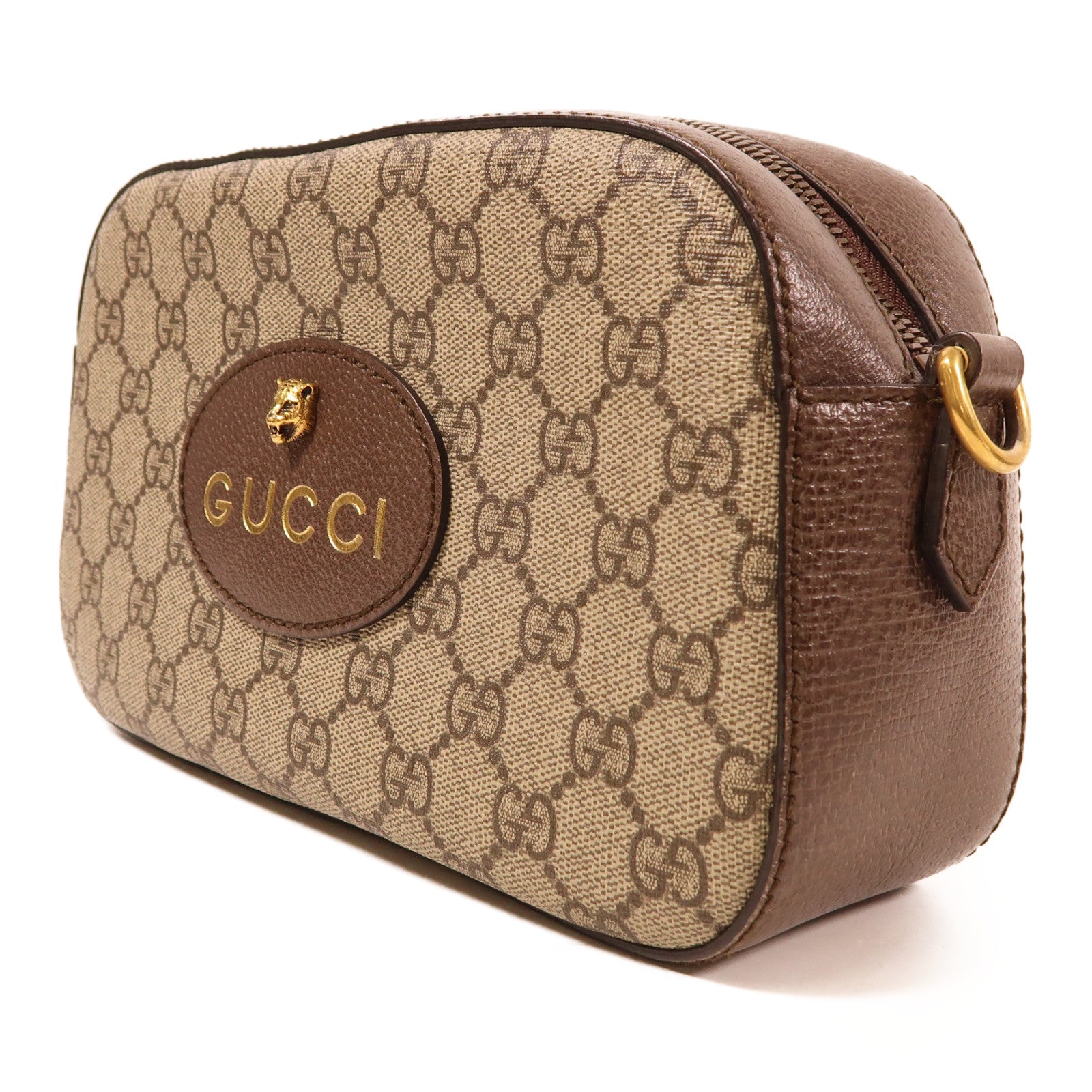 GUCCI 塗層帆布/皮革GG Supreme金扣肩背袋