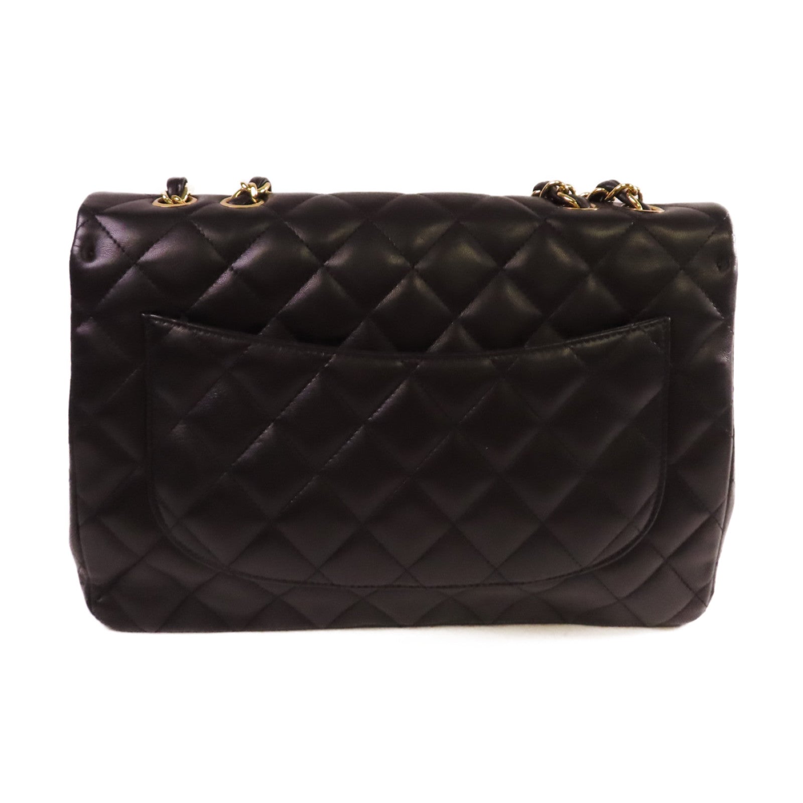 CHANEL 【激減優惠】菱格羊皮皮革Jumbo Single Flap Chain Shoulder Bag金扣鏈帶肩背袋黑色