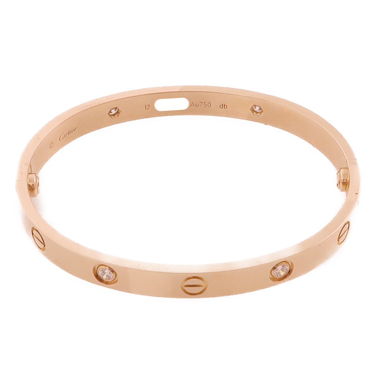 CARTIER 18K玫瑰金Love Bracelet 4 Diamonds鑽石手鐲