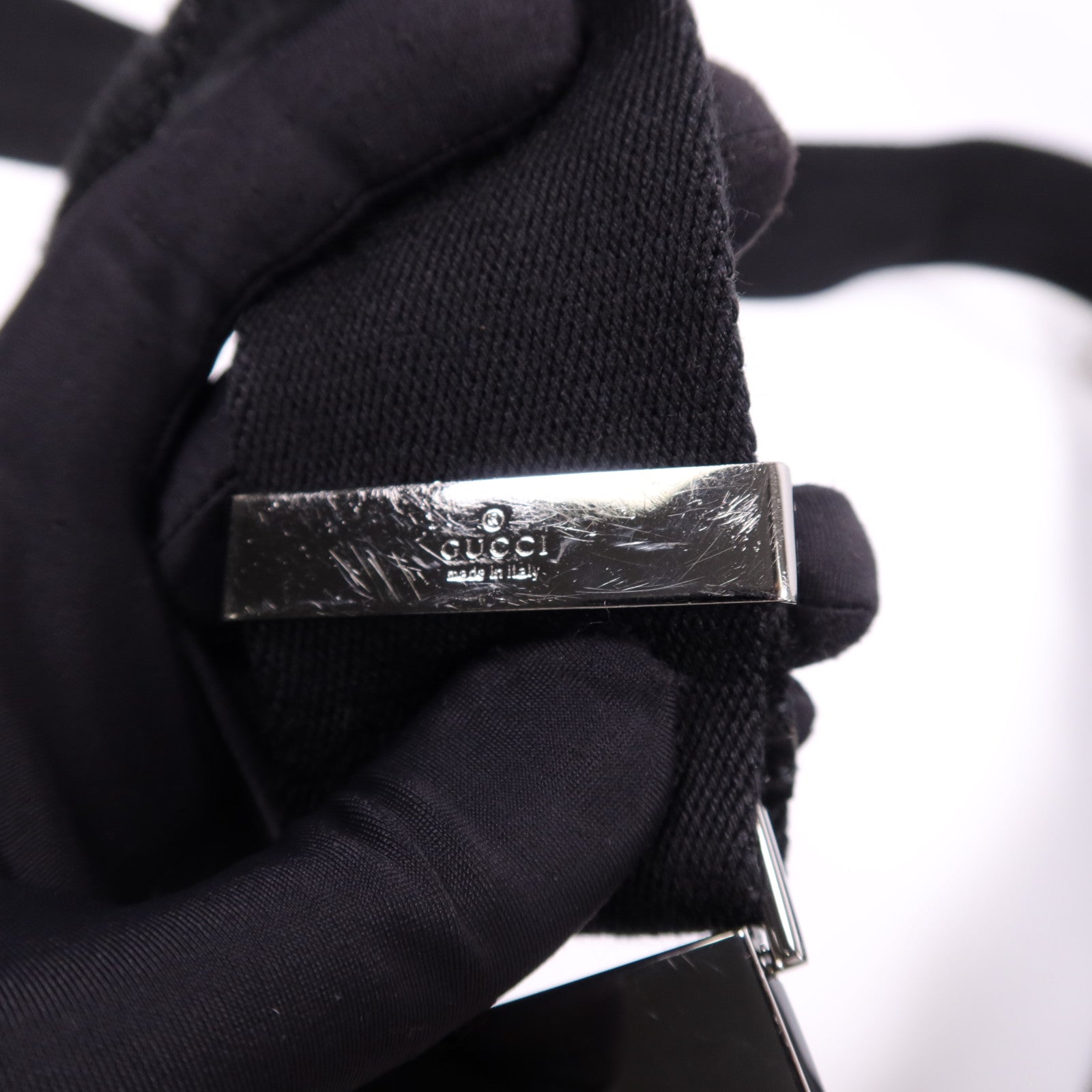 GUCCI 帆布Shoulder Bag銀扣肩背袋