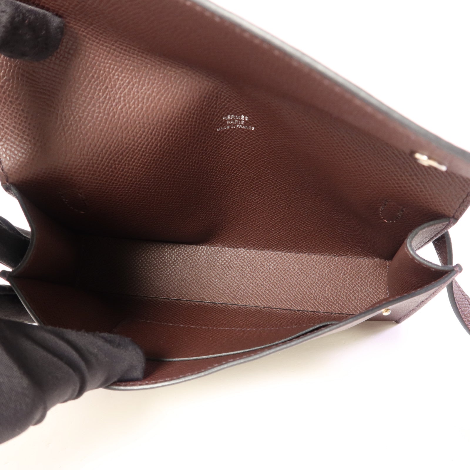 HERMES Epsom皮革Snap Wallet銀扣肩背袋Rouge Sellier