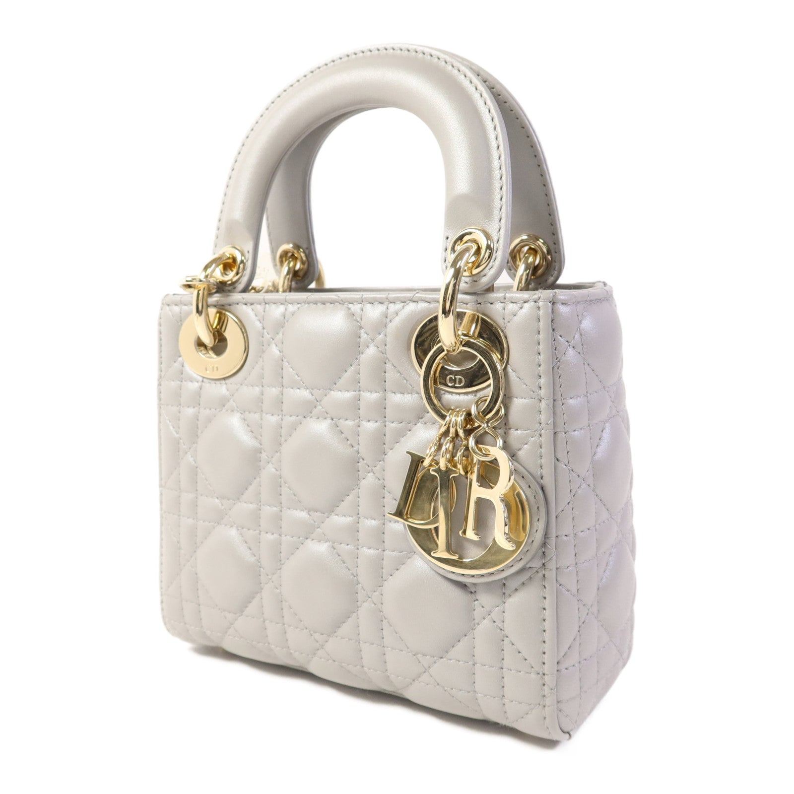 Dior 羊皮皮革Lady Dior Mini金扣手挽肩背兩用袋