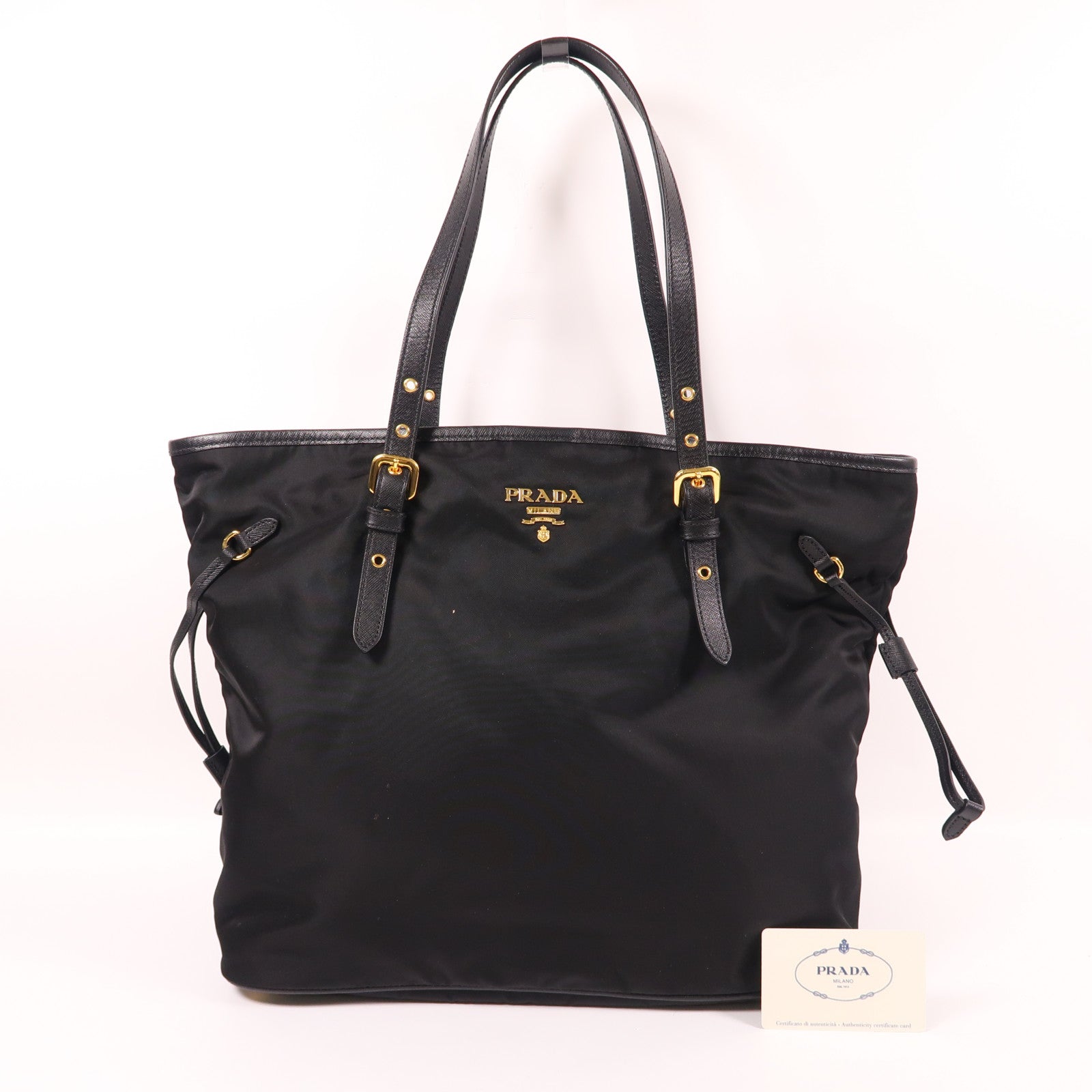 PRADA 尼龍Shoulder Bag金扣肩背袋黑色