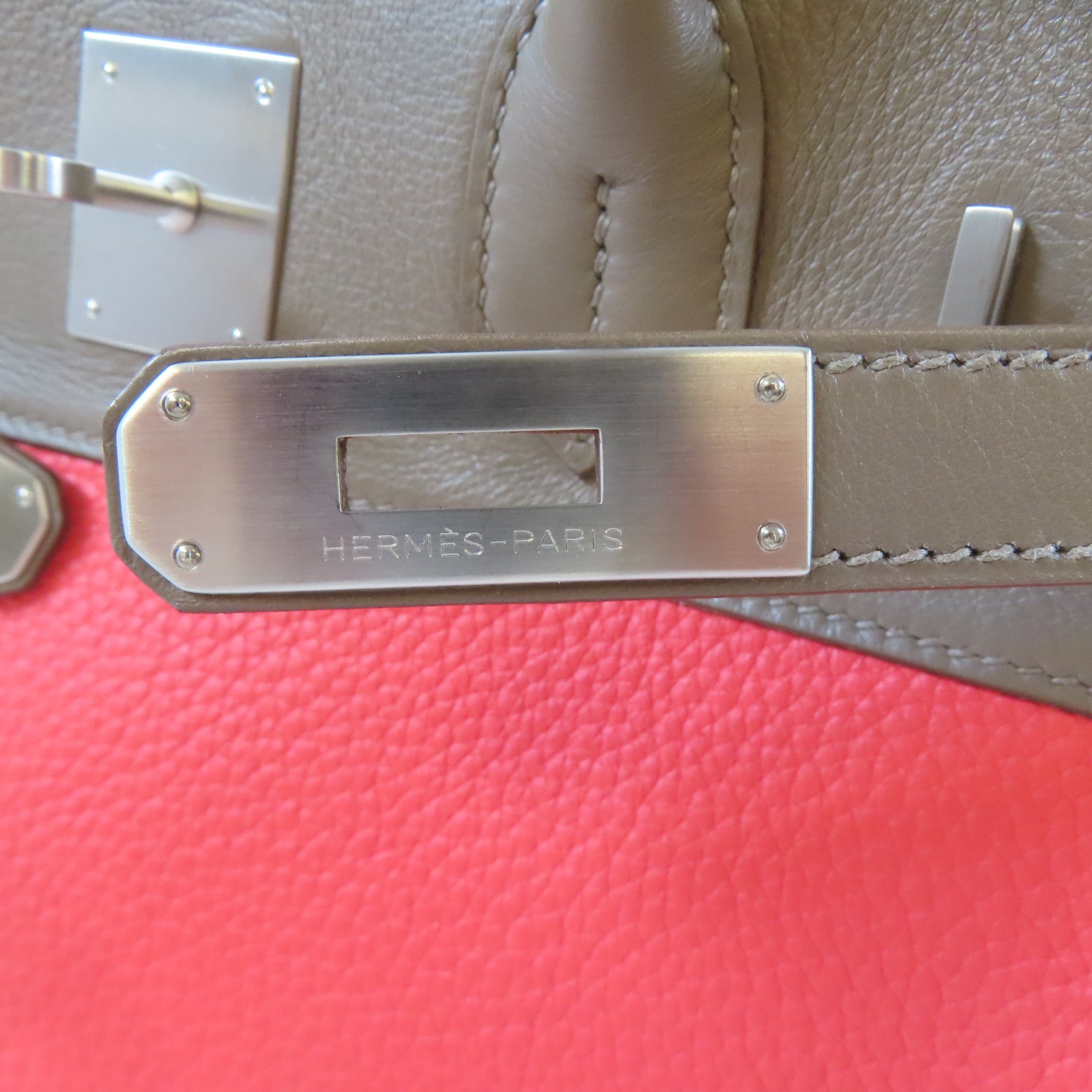 HERMES 【激減優惠】Swift皮革Birkin 30銀扣手挽袋Rose Jaipur/蜜桃紅色/Etoupe/大象灰色