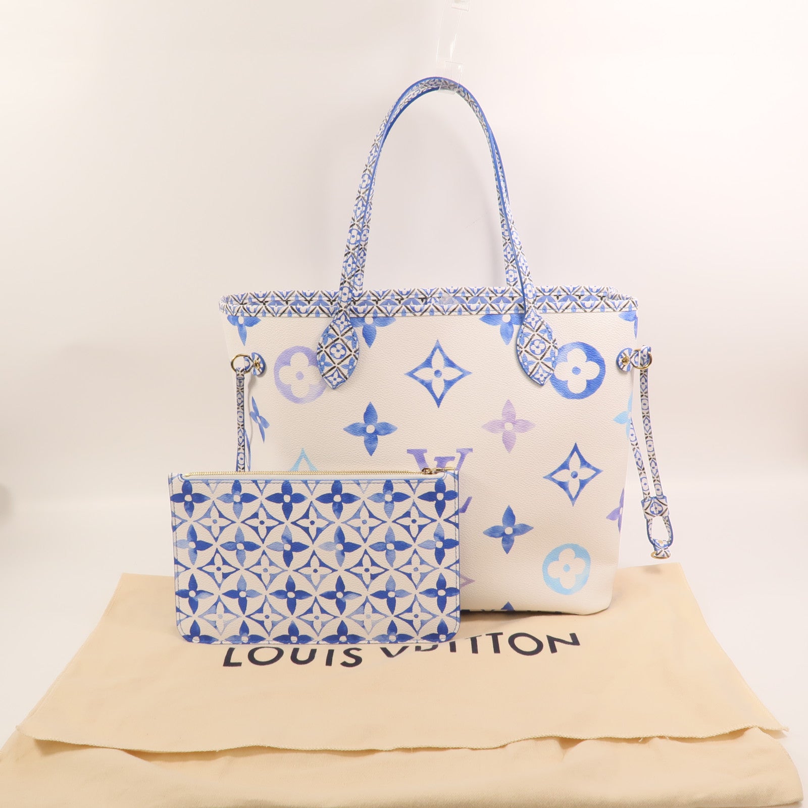 LOUIS VUITTON Monogram By The Pool Neverfull MM金扣手挽袋