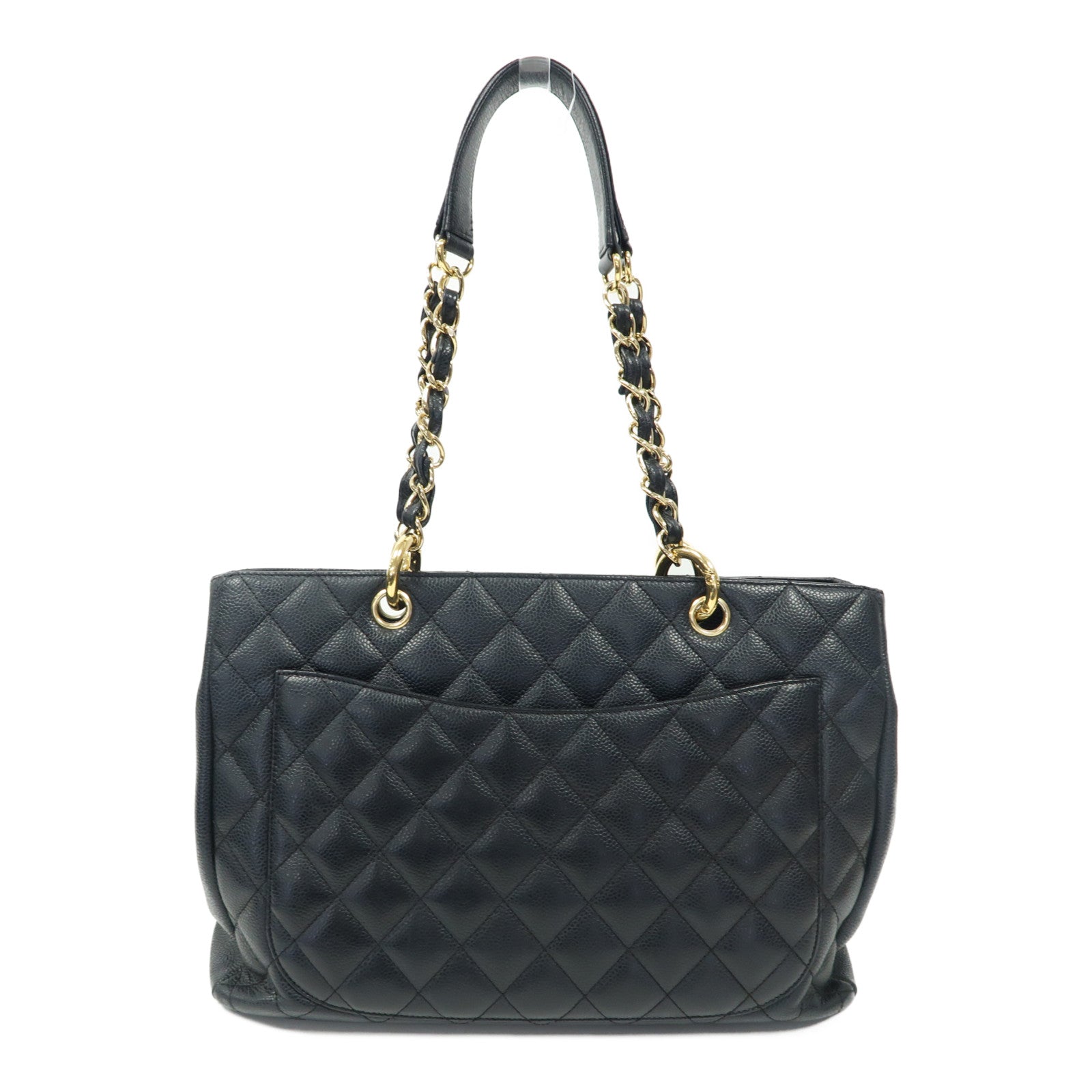 CHANEL 菱格牛皮皮革Grand Shopping Tote金扣肩背袋黑色