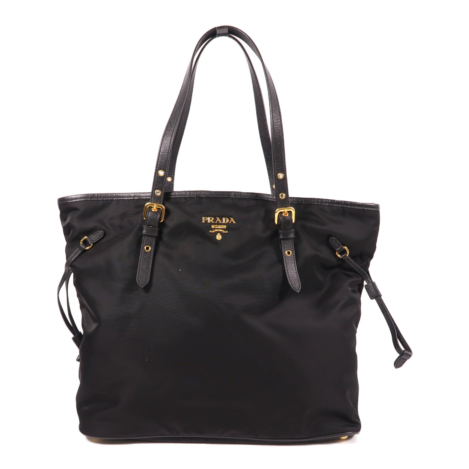 PRADA 尼龍Shoulder Bag金扣肩背袋黑色