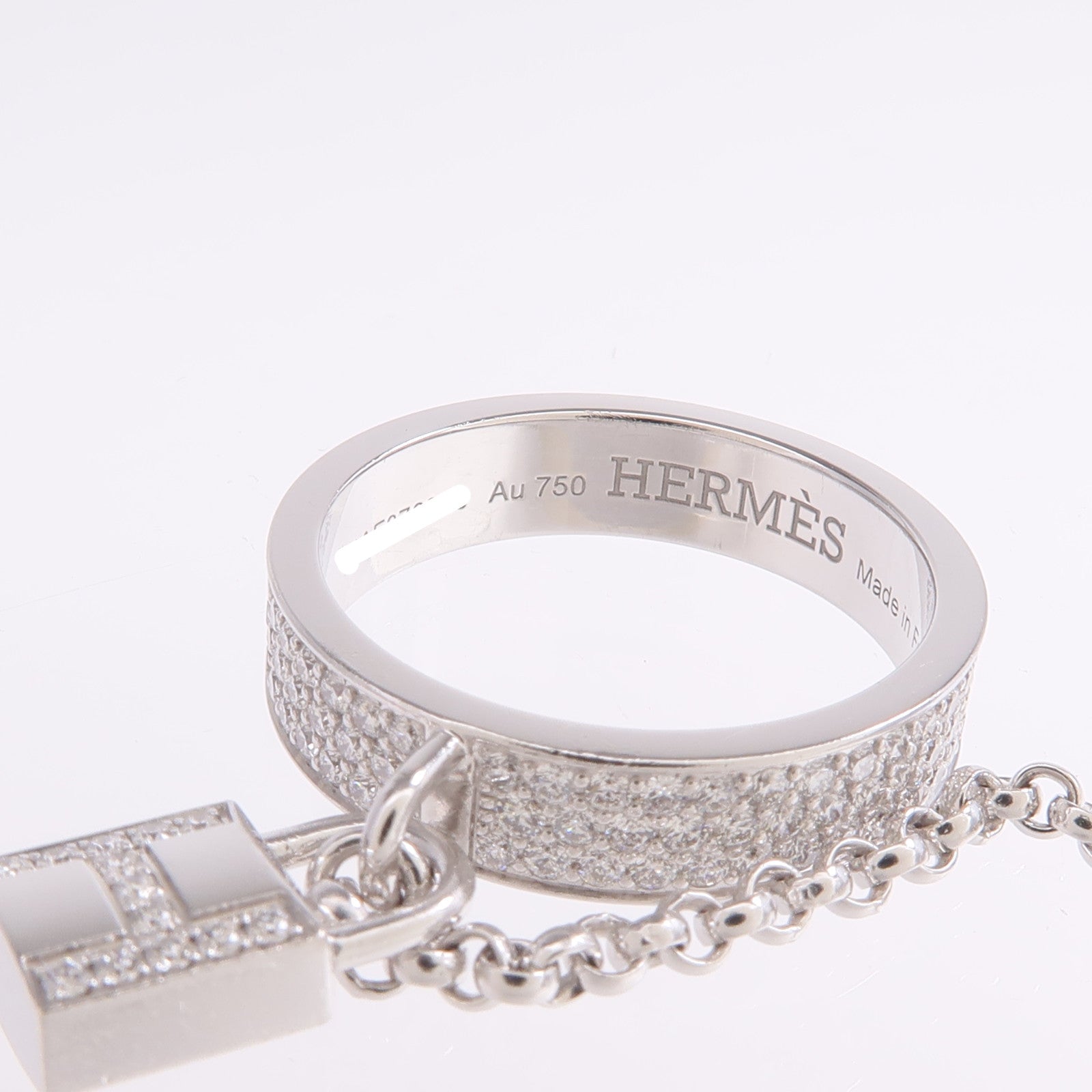 HERMES 18K白金Cadenas Double Ring鑽石戒指