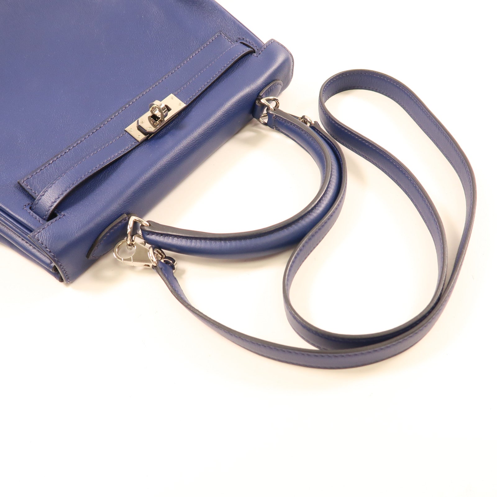 HERMES 【激減優惠】Swift皮革Kelly 25銀扣手挽肩背兩用袋73 Bleu Saphir/藍寶石
