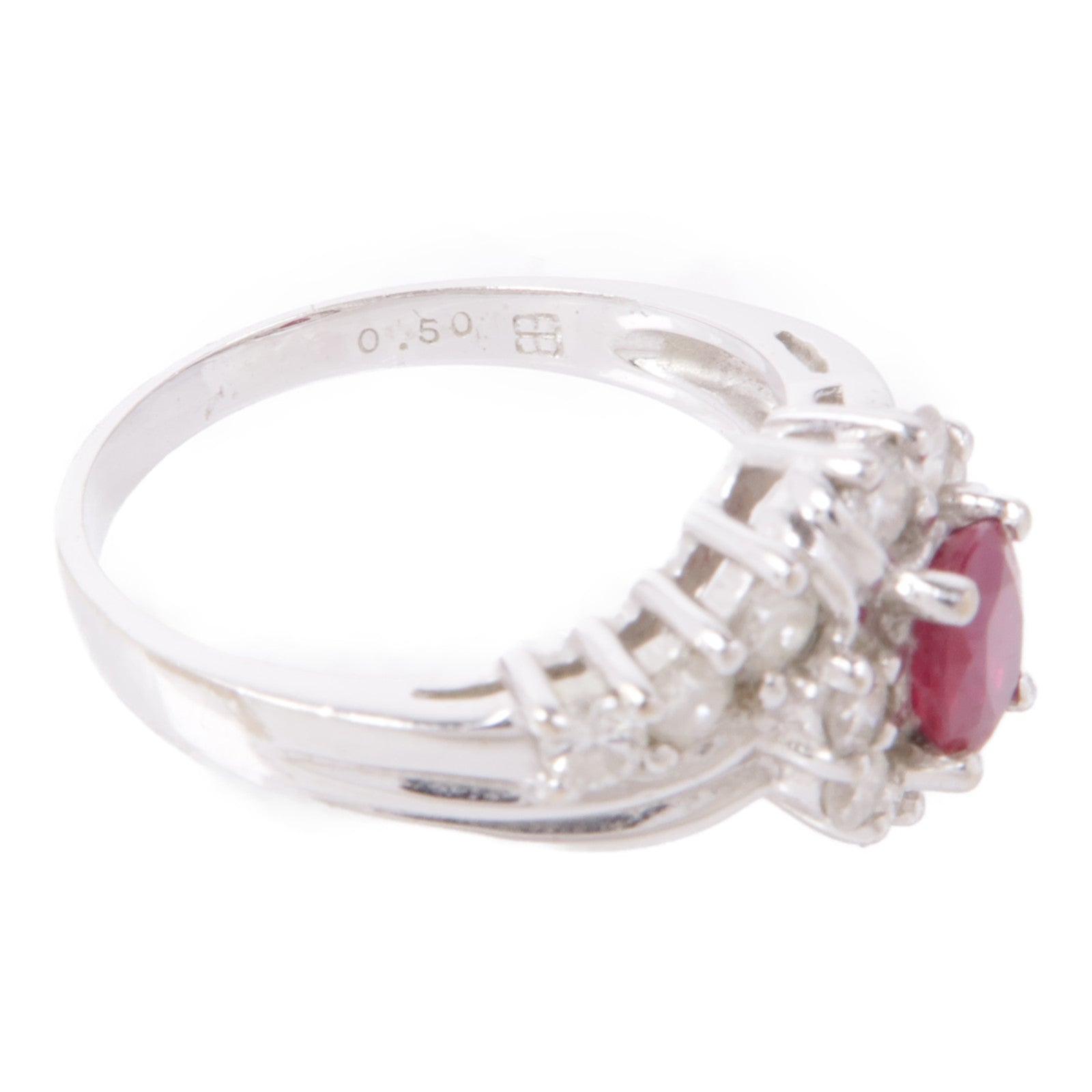 JEWELRY 【激減優惠】18K白金Ruby/Diamond Ring紅寶石/鑽石戒指US#4.75