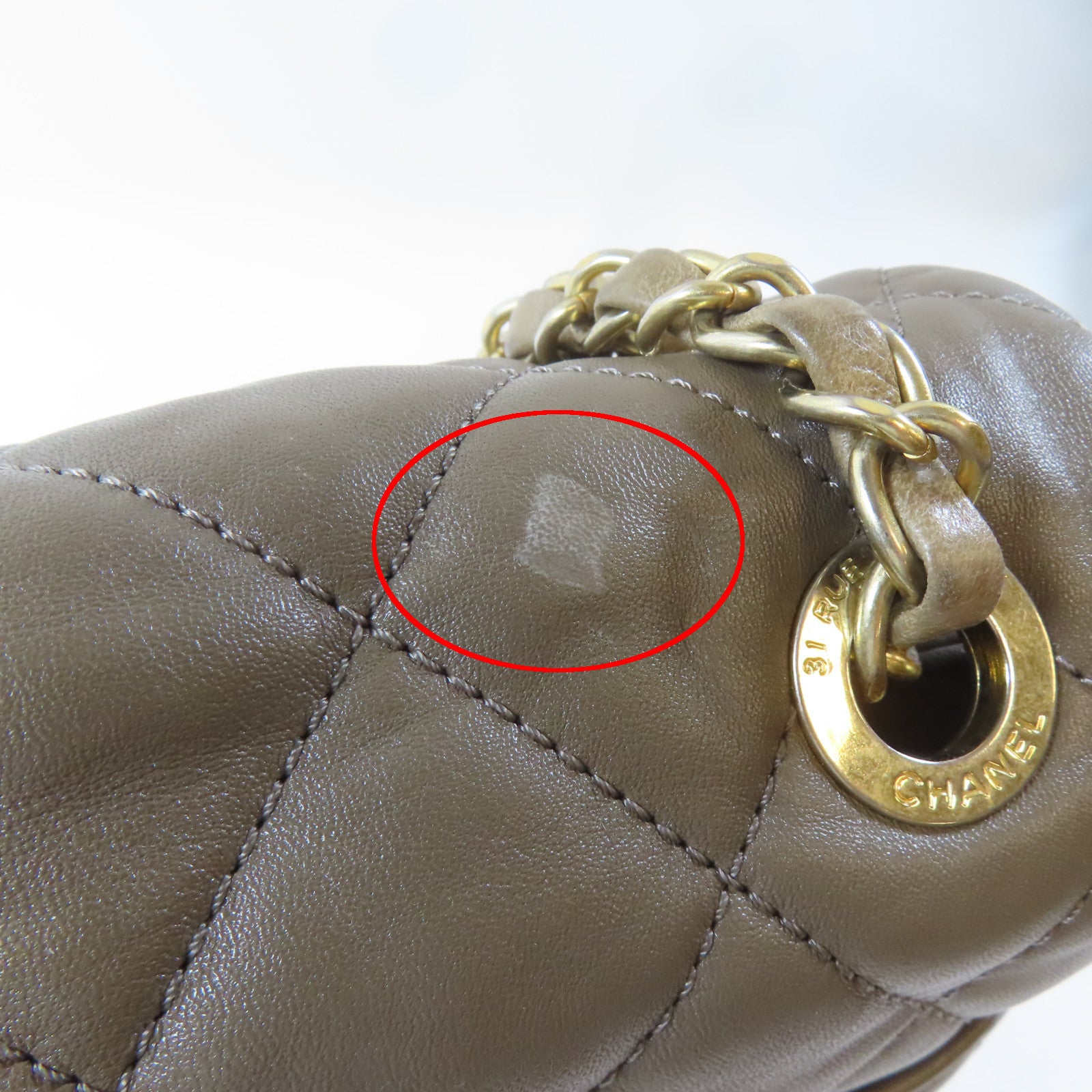 CHANEL 【激減優惠】菱格牛皮皮革Chain Shoulder Bag金扣鏈帶肩背袋啡色