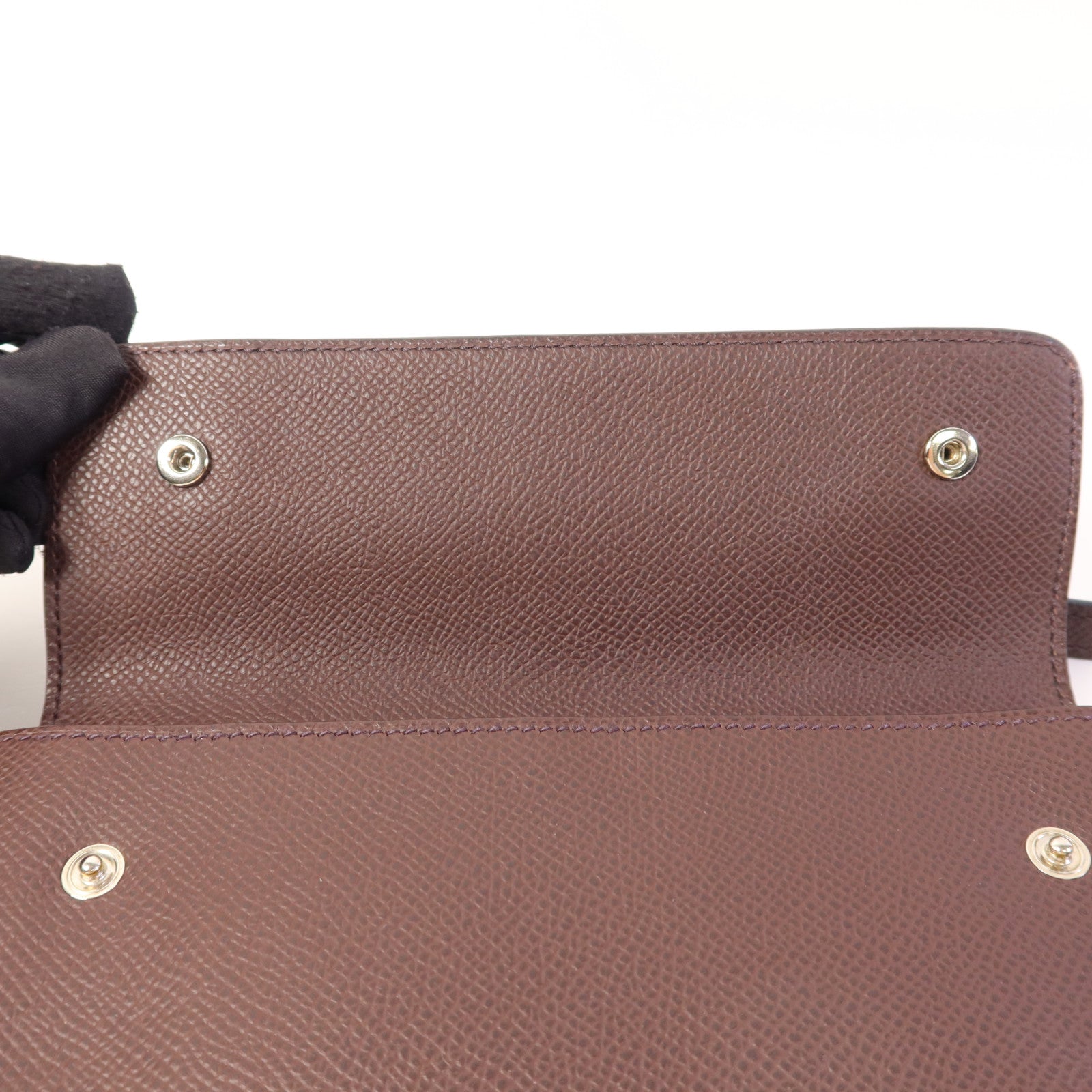 HERMES Epsom皮革Snap Wallet銀扣肩背袋Rouge Sellier