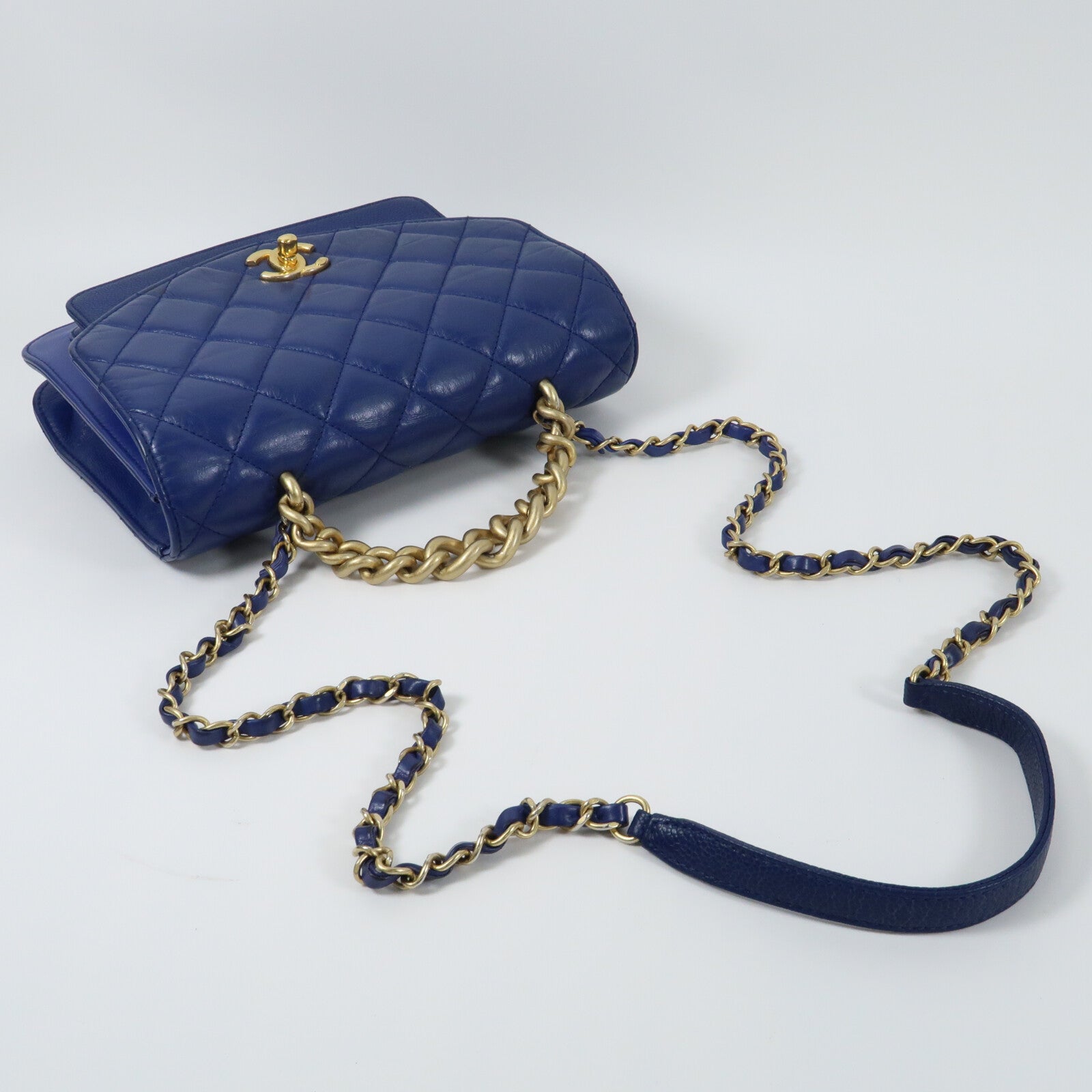 CHANEL 【激減優惠】牛皮皮革2 Way Shoulder Bag金扣鏈帶手挽肩背兩用袋