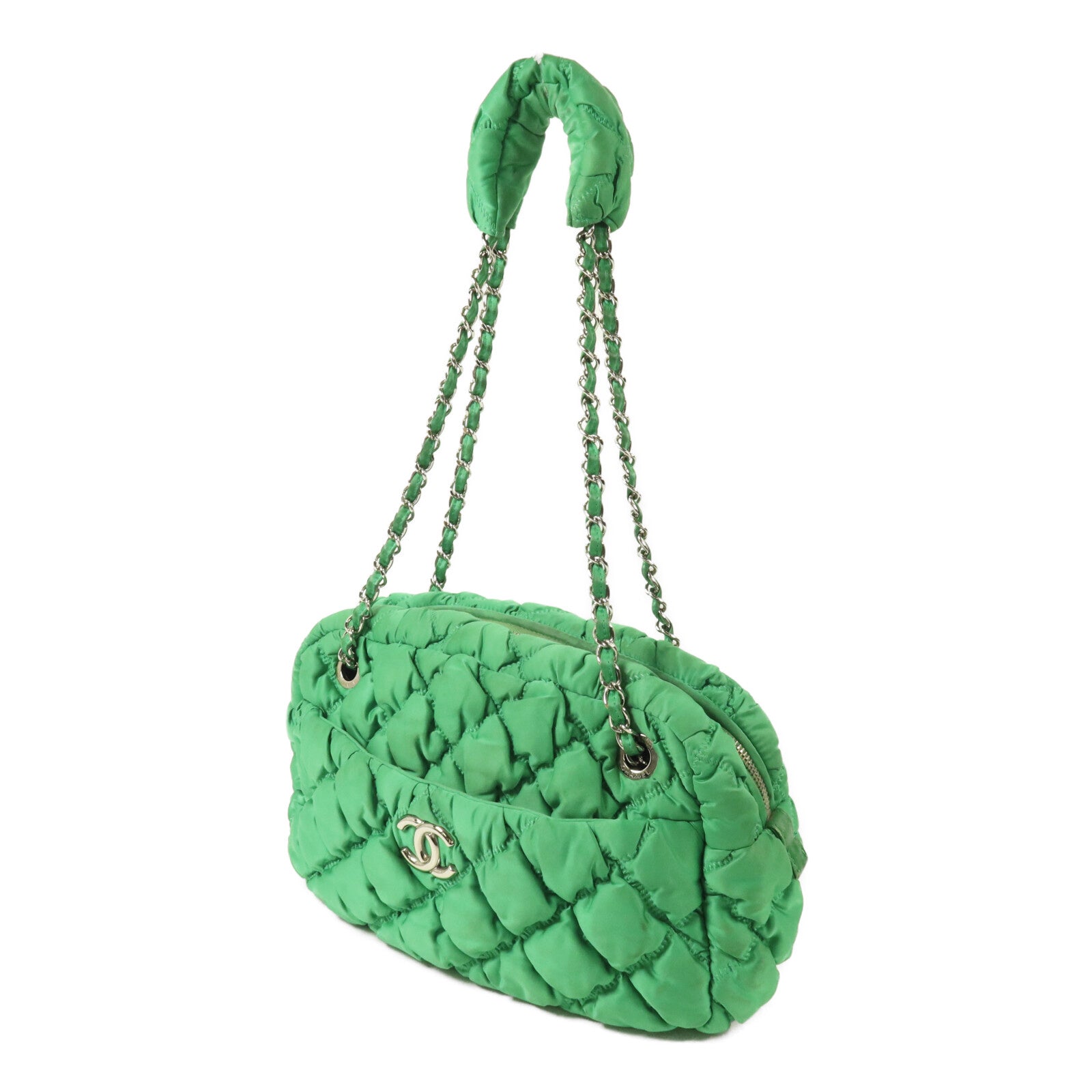 CHANEL 尼龍Bubble Bag鏈帶手挽袋