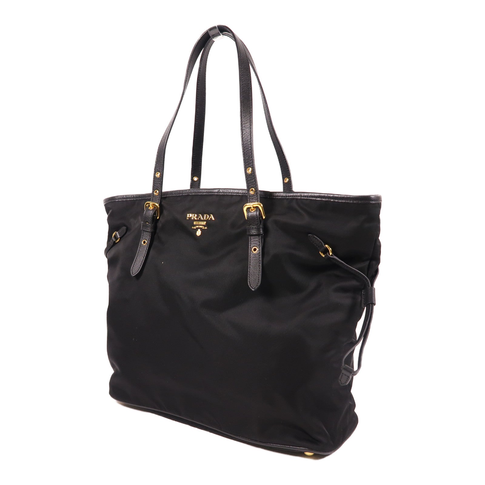 PRADA 尼龍Shoulder Bag金扣肩背袋黑色