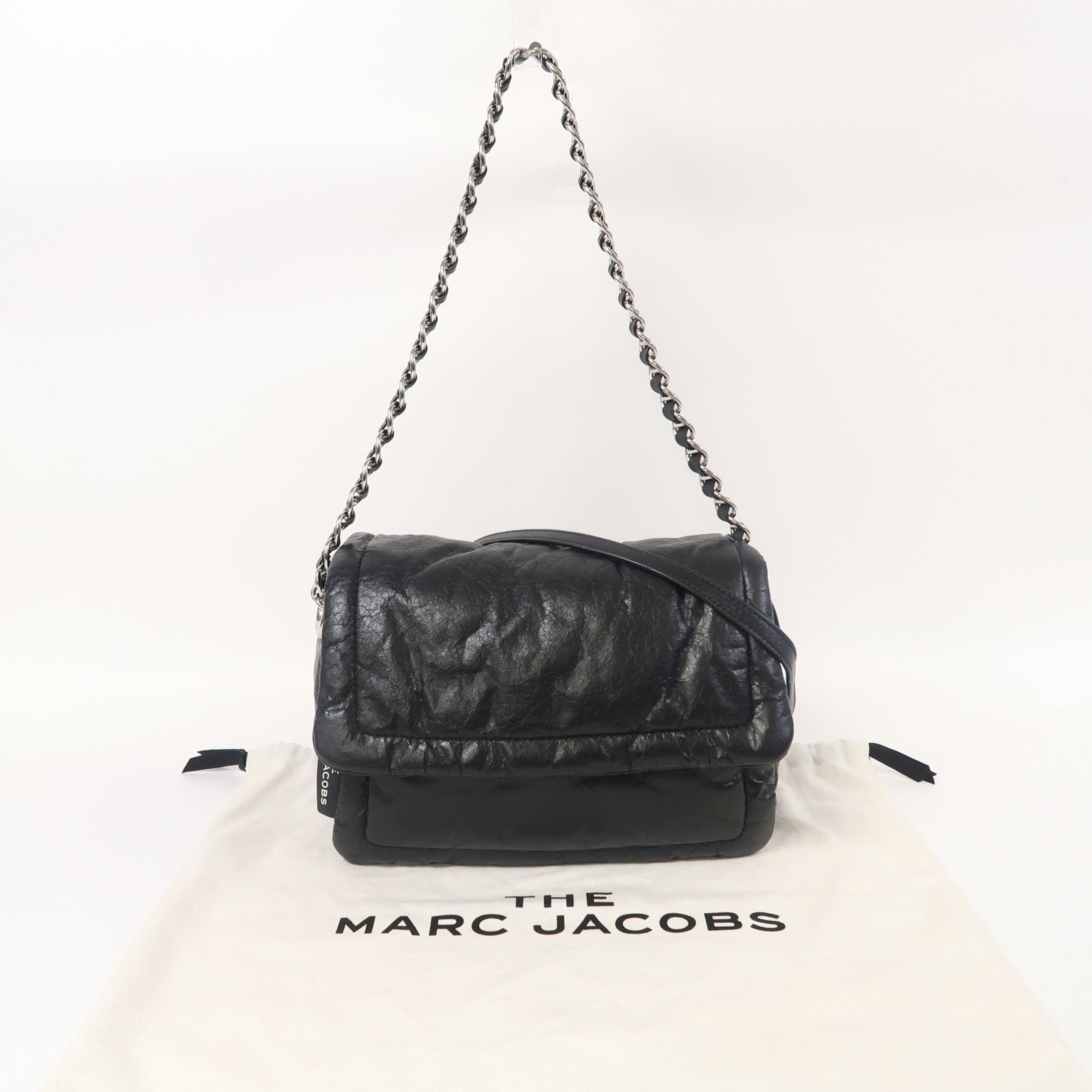 MARC JACOBS 【激減優惠】聚酯纖維Shoulder Bag銀扣鏈帶肩背袋黑色