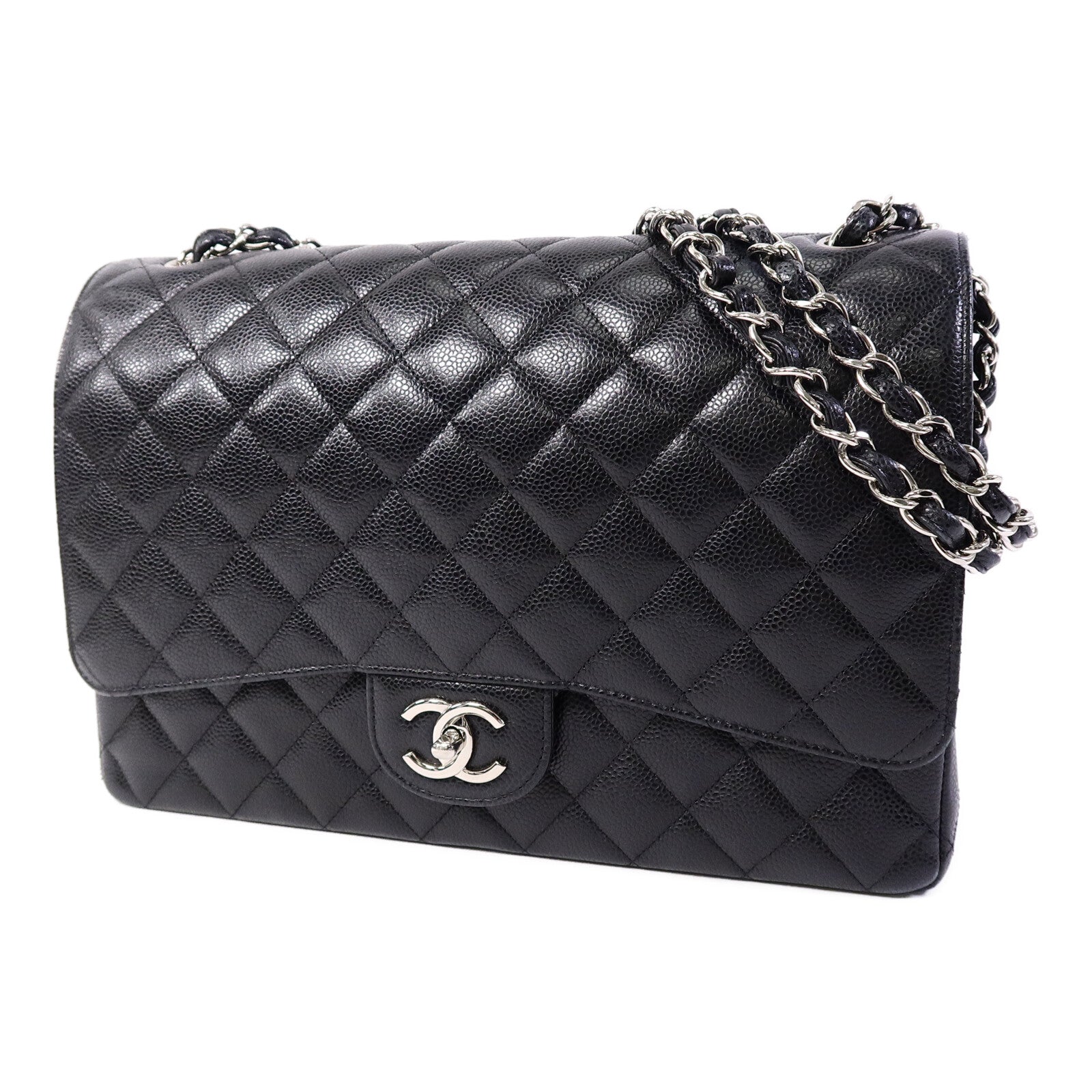 CHANEL 牛皮皮革Maxi Classic鏈帶手挽肩背兩用袋