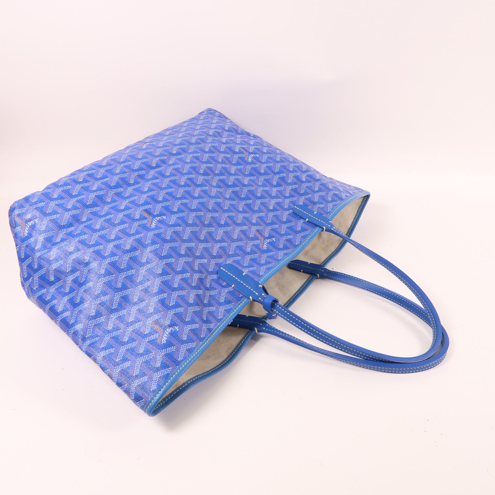 GOYARD 塗層帆布Saint Louis PM銀扣肩背袋藍色