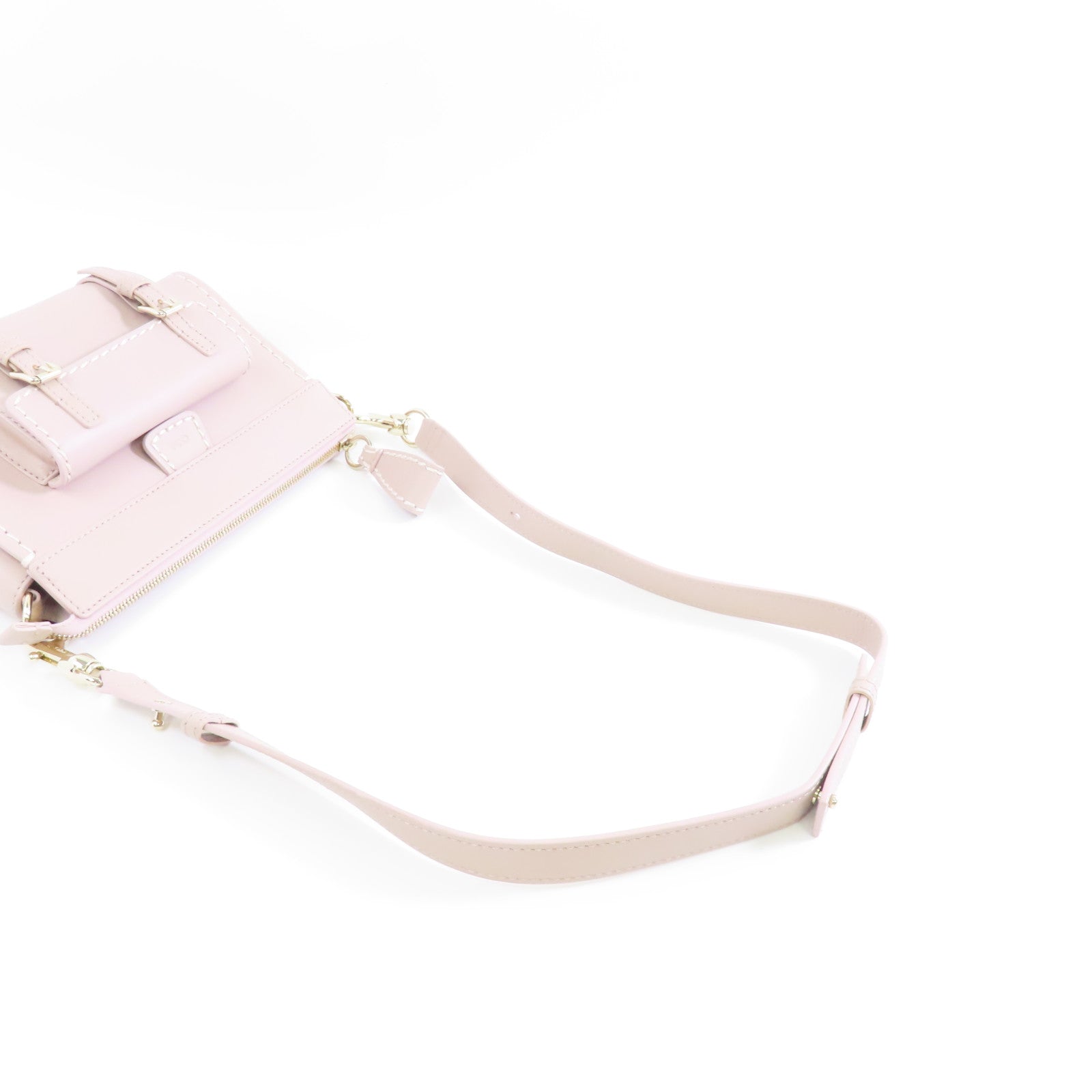 Chloe 牛皮皮革Shoulder Bag金扣肩背袋粉紅色