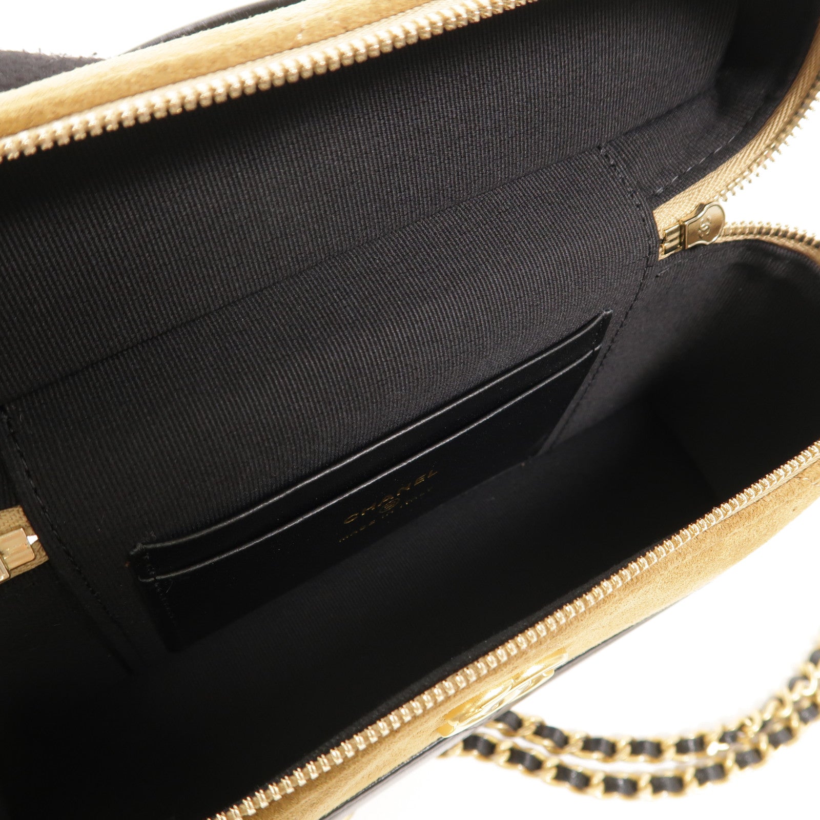 CHANEL 麂皮皮革Vanity With Chain鏈帶手挽肩背兩用袋