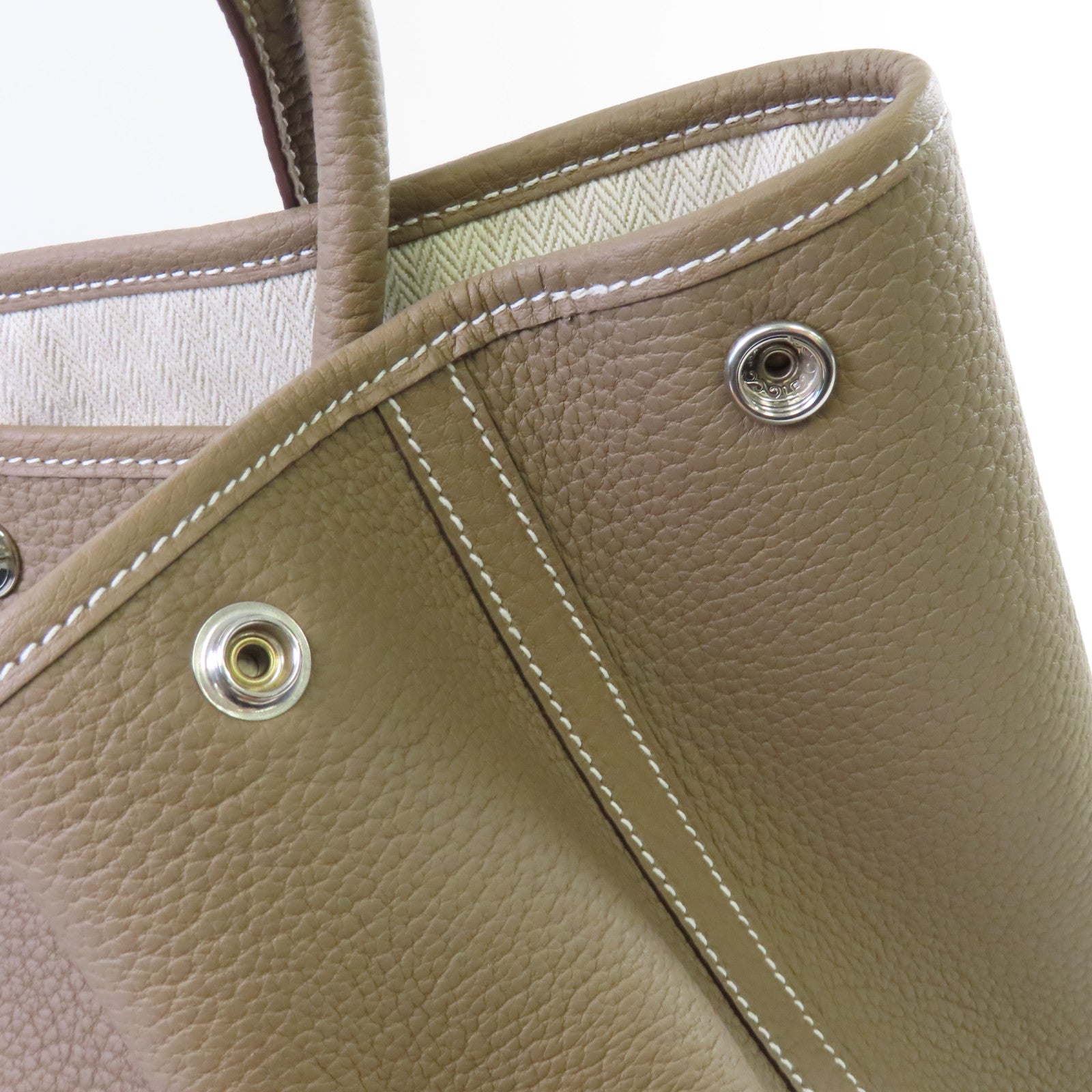 HERMES Negonda皮革Garden Party PM Tote Bag銀扣手挽袋Etoupe大象灰色