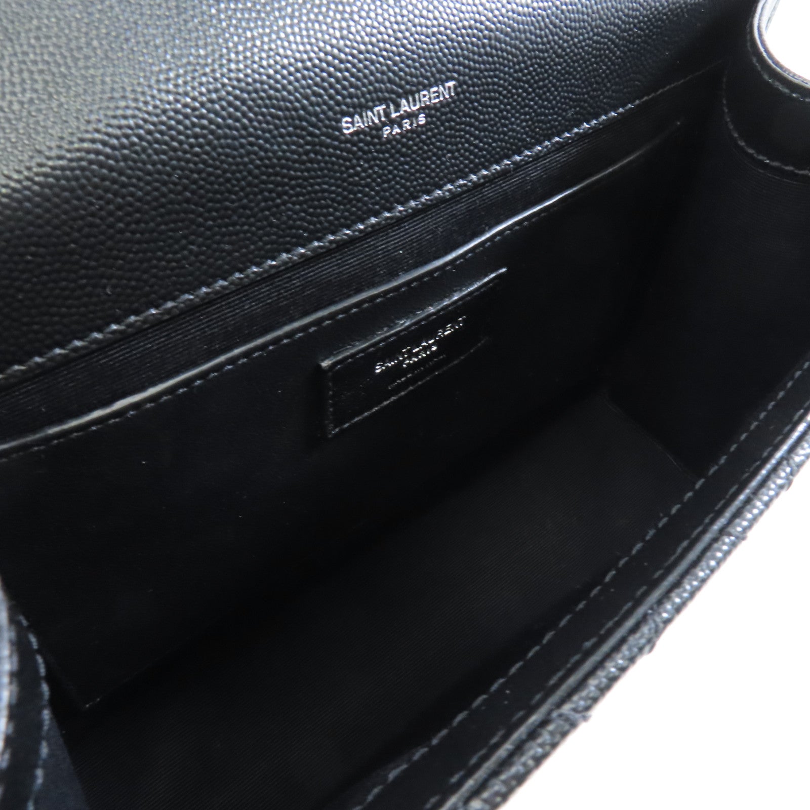 SAINT LAURENT 牛皮皮革Envelope銀扣鏈帶肩背袋黑色