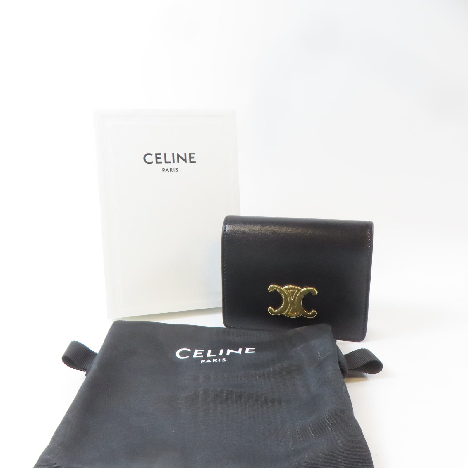 CELINE 牛皮皮革Card Case金扣卡片套黑色