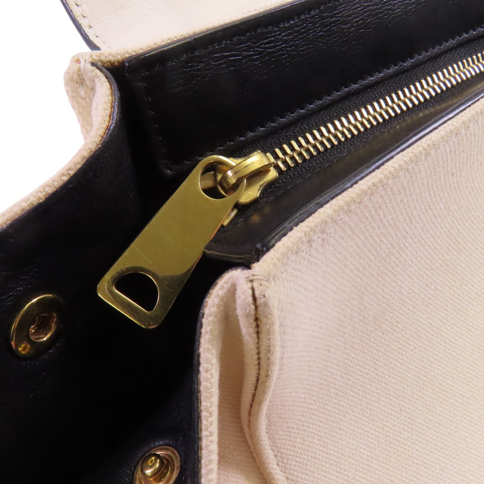 CELINE 帆布/牛皮皮革Trapeze金扣手挽肩背兩用袋