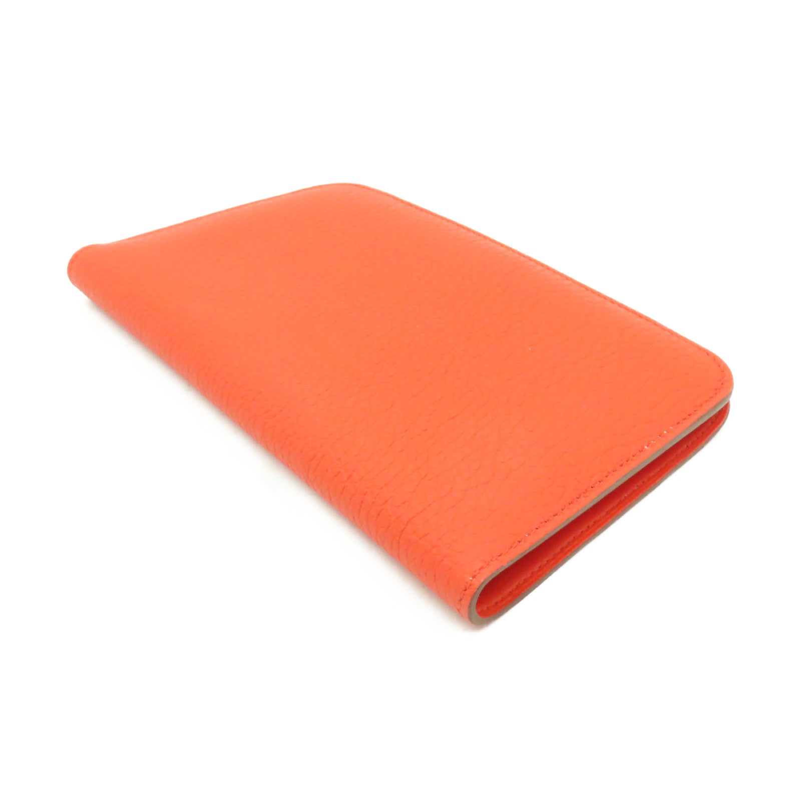 HERMES 【激減優惠】Clemence皮革Dogon wallet銀扣長錢包Orange橙色