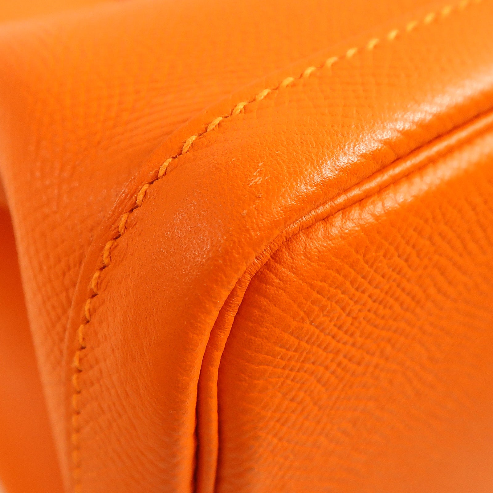 HERMES Epsom皮革Garden Party PM銀扣手挽袋Orange橙色