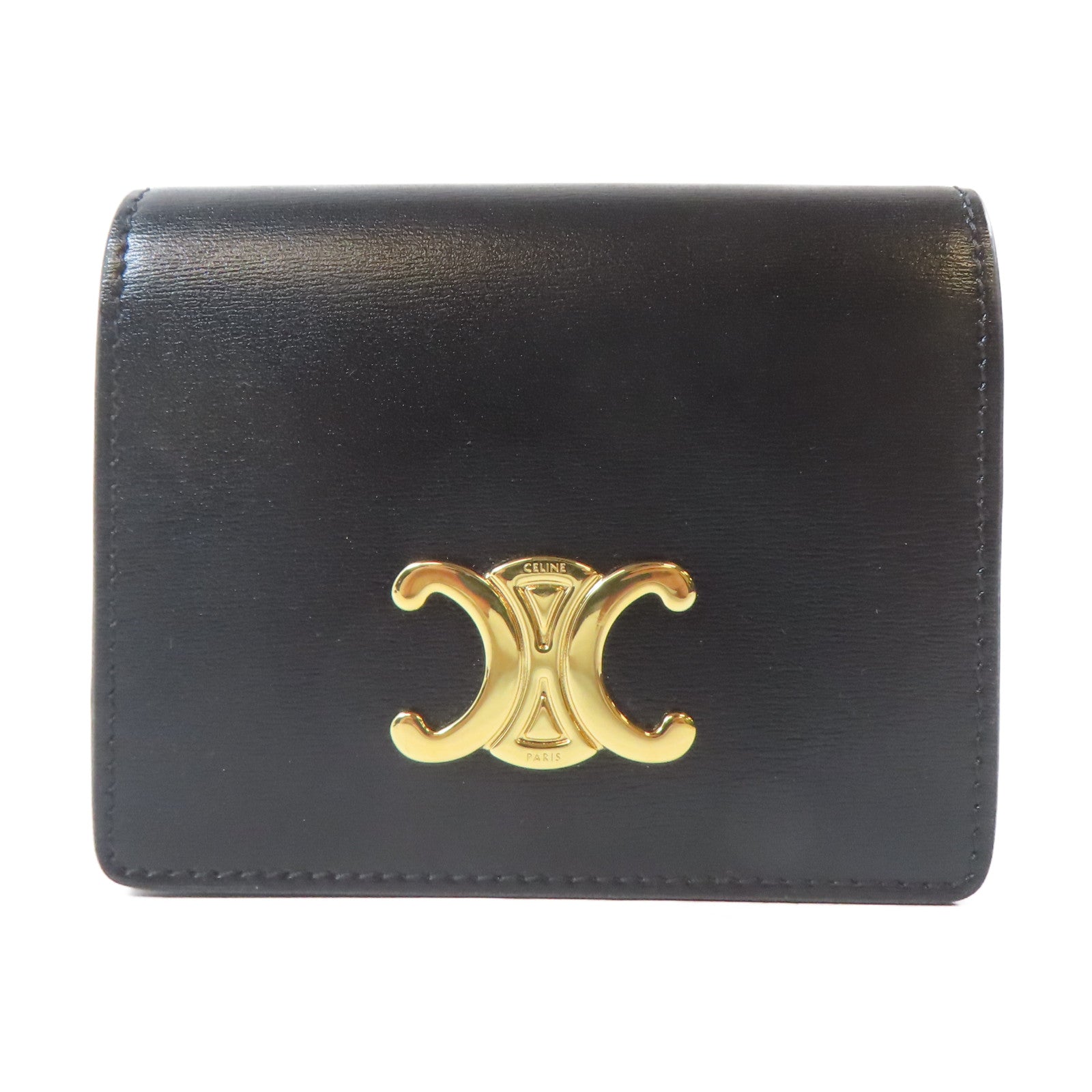 CELINE 牛皮皮革Card Case金扣卡片套黑色