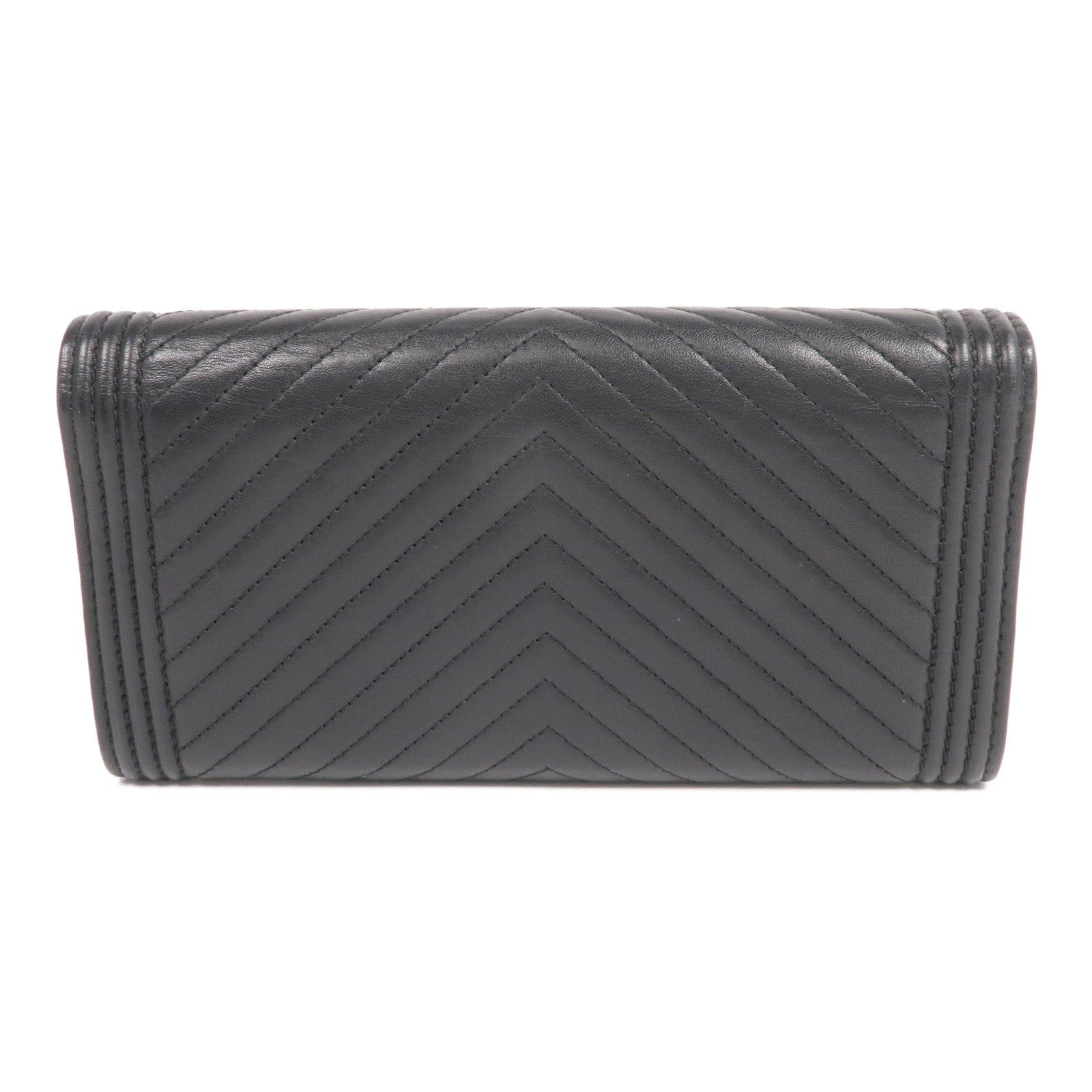 CHANEL 羊皮皮革Long Wallet銀扣長錢包