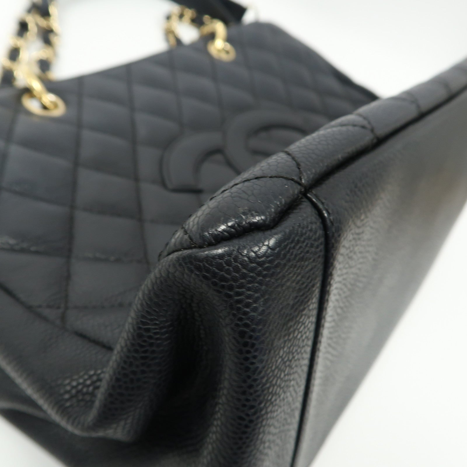 CHANEL 菱格牛皮皮革Grand Shopping Tote金扣肩背袋黑色