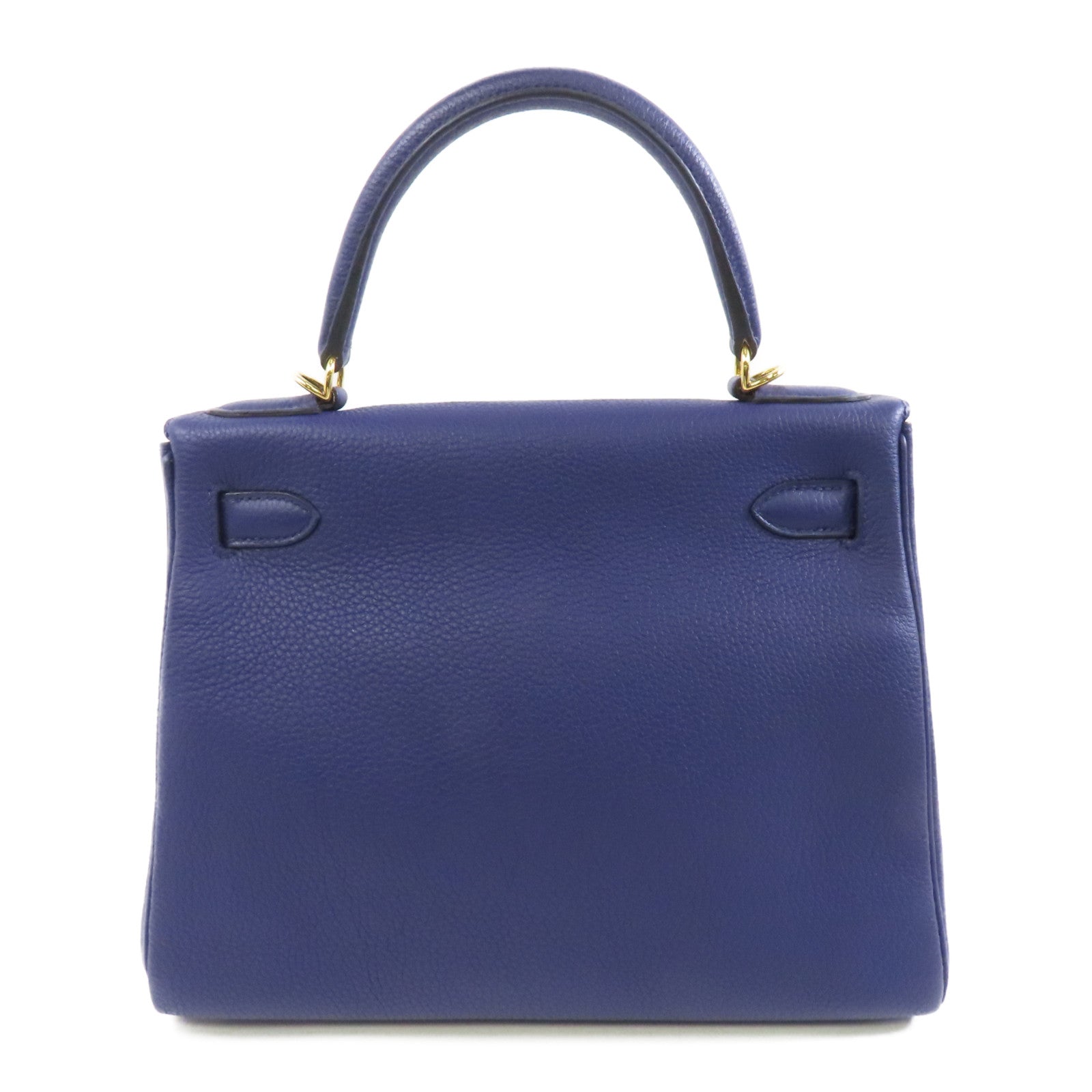 HERMES Togo皮革Kelly 28金扣手挽肩背兩用袋Blue Encre藍色