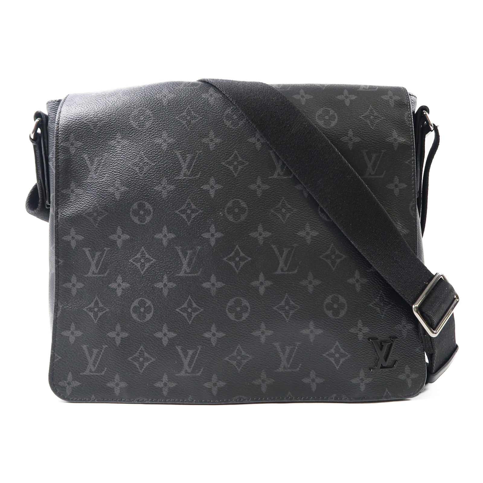 LOUIS VUITTON Monogram Eclipse District銀扣肩背袋黑色